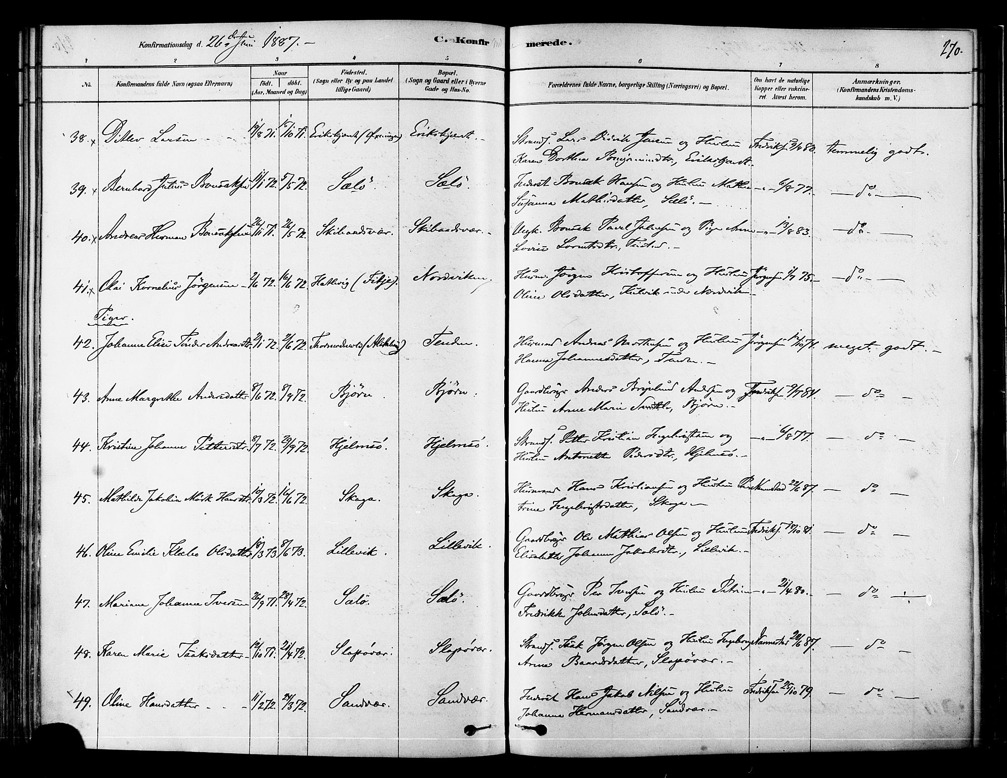 Ministerialprotokoller, klokkerbøker og fødselsregistre - Nordland, AV/SAT-A-1459/834/L0507: Parish register (official) no. 834A05, 1878-1892, p. 270