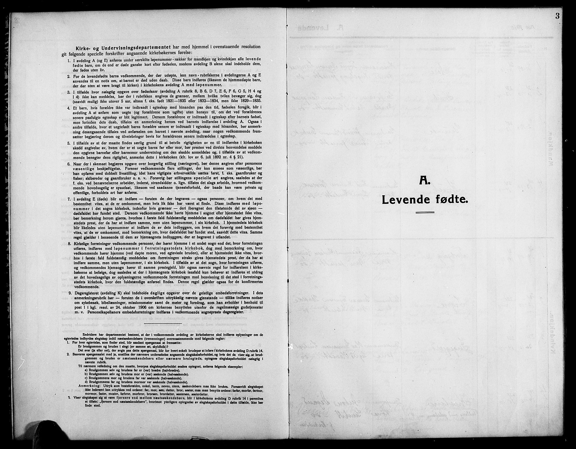 Bygland sokneprestkontor, SAK/1111-0006/F/Fb/Fbd/L0003: Parish register (copy) no. B 3, 1910-1926, p. 3