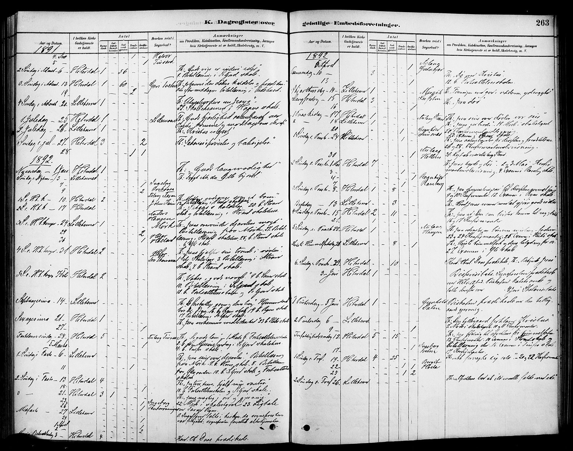 Heddal kirkebøker, SAKO/A-268/F/Fa/L0009: Parish register (official) no. I 9, 1878-1903, p. 263