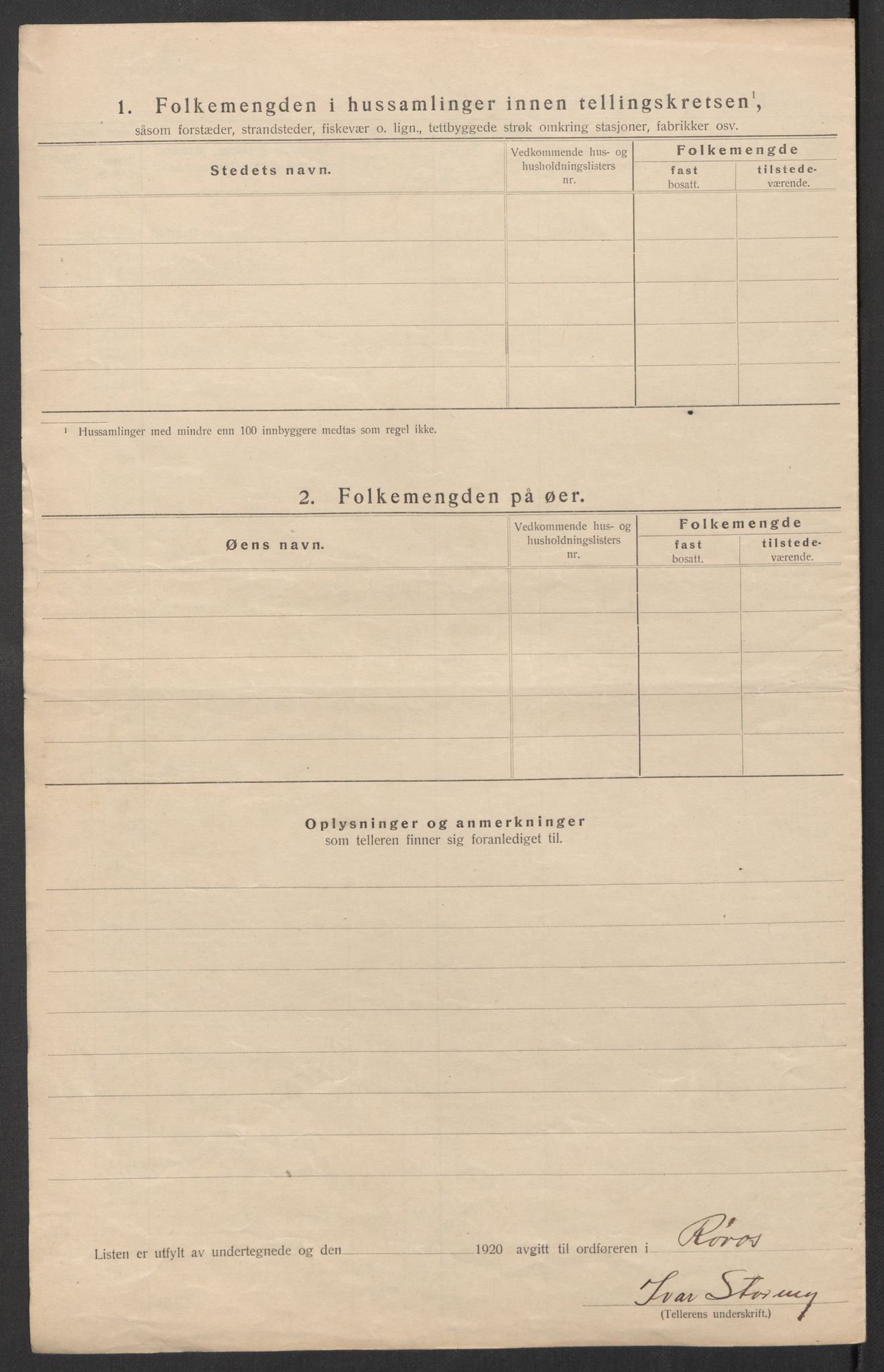 SAT, 1920 census for Røros, 1920, p. 38