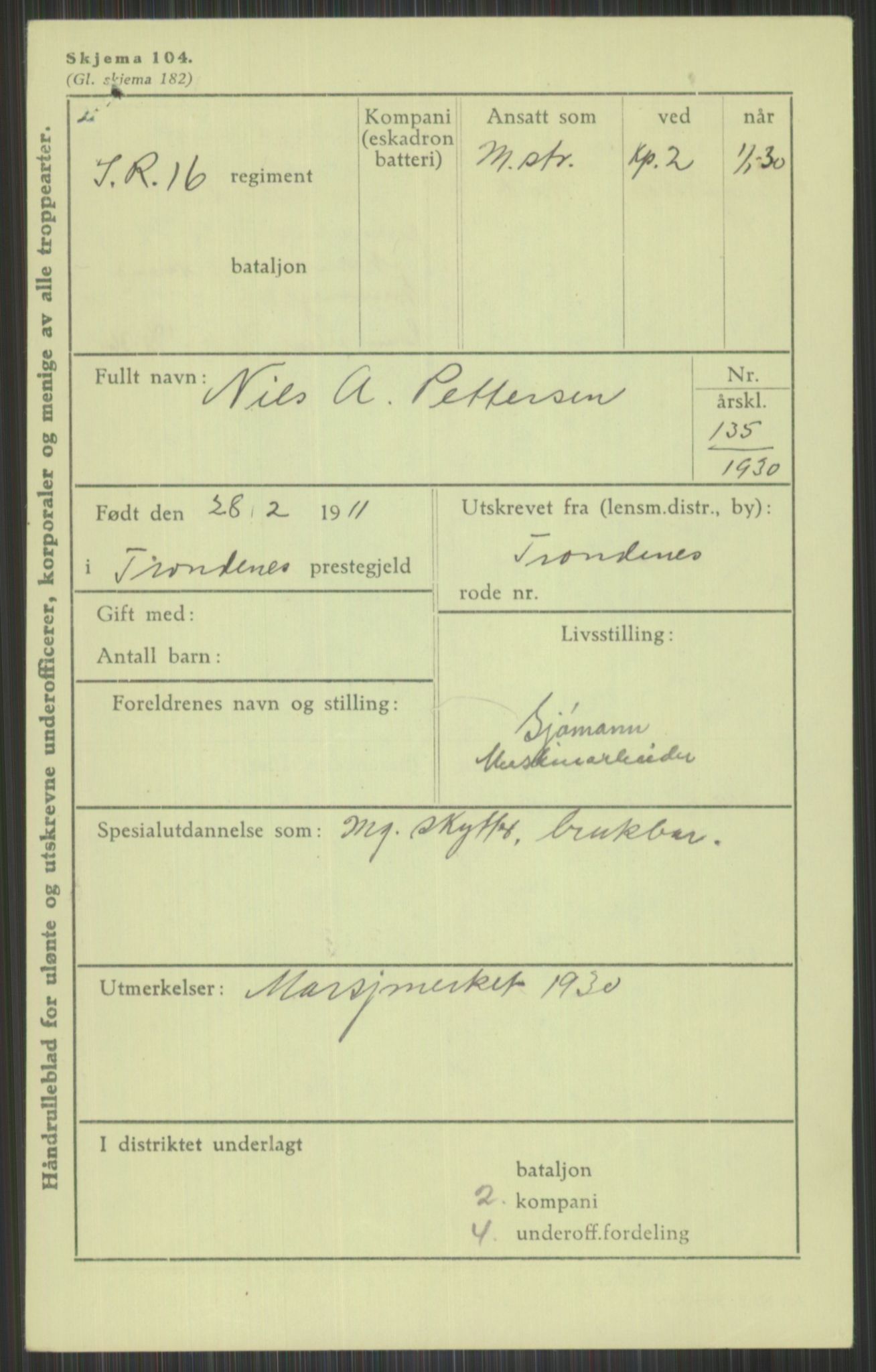 Forsvaret, Troms infanteriregiment nr. 16, AV/RA-RAFA-3146/P/Pa/L0014: Rulleblad for regimentets menige mannskaper, årsklasse 1930, 1930, p. 895