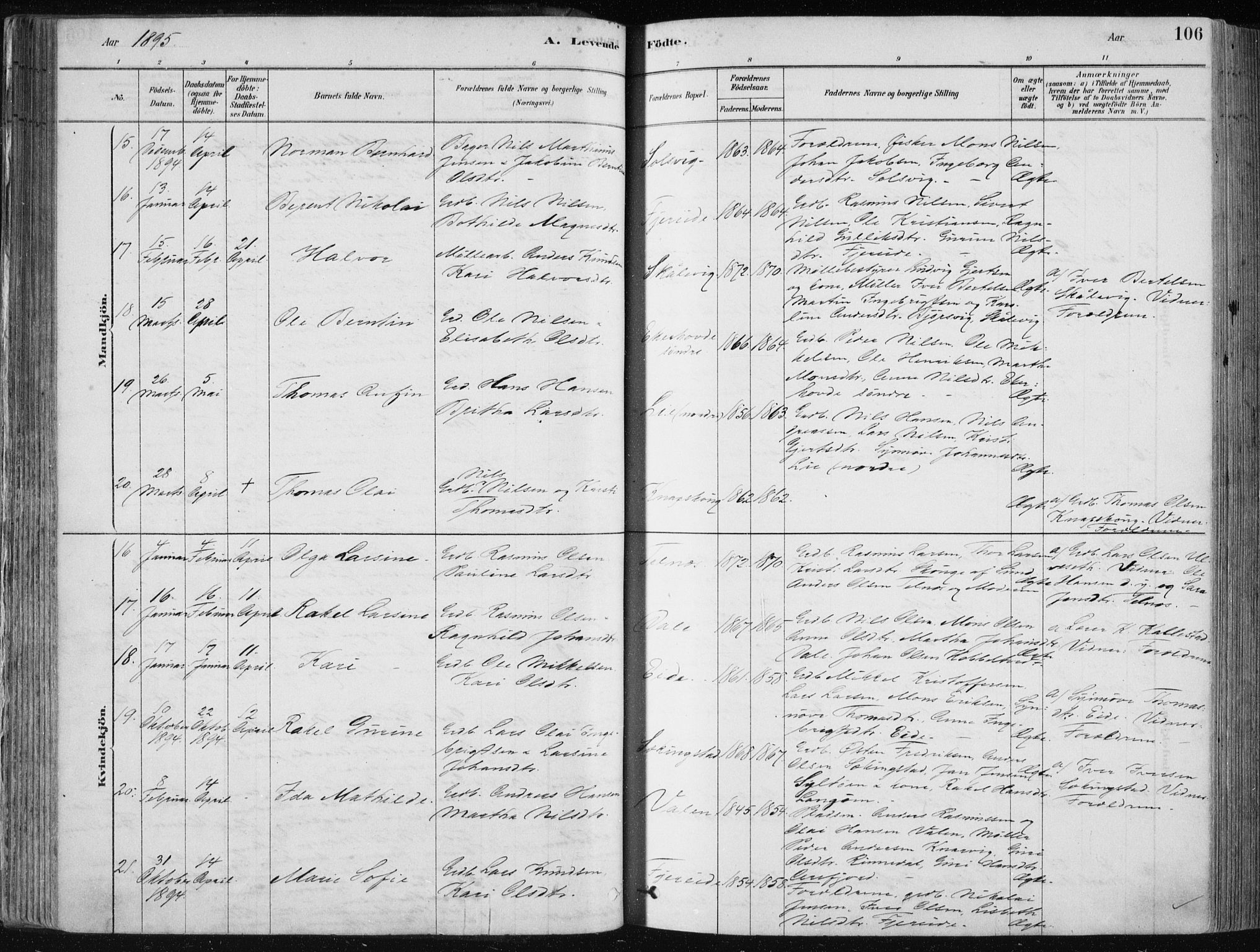 Fjell sokneprestembete, SAB/A-75301/H/Haa: Parish register (official) no. A  8, 1878-1898, p. 106