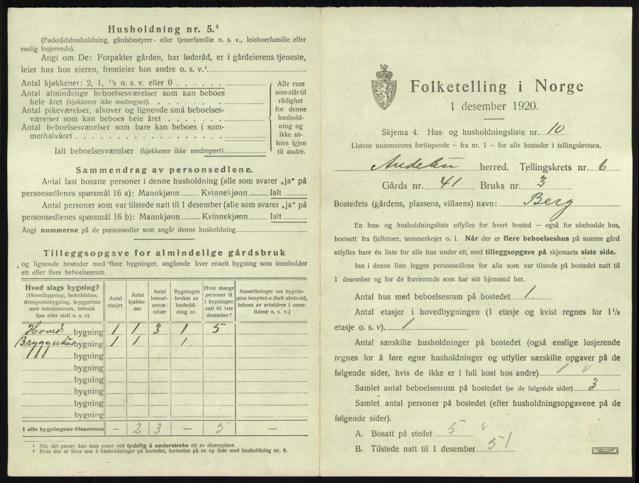 SAKO, 1920 census for Andebu, 1920, p. 372