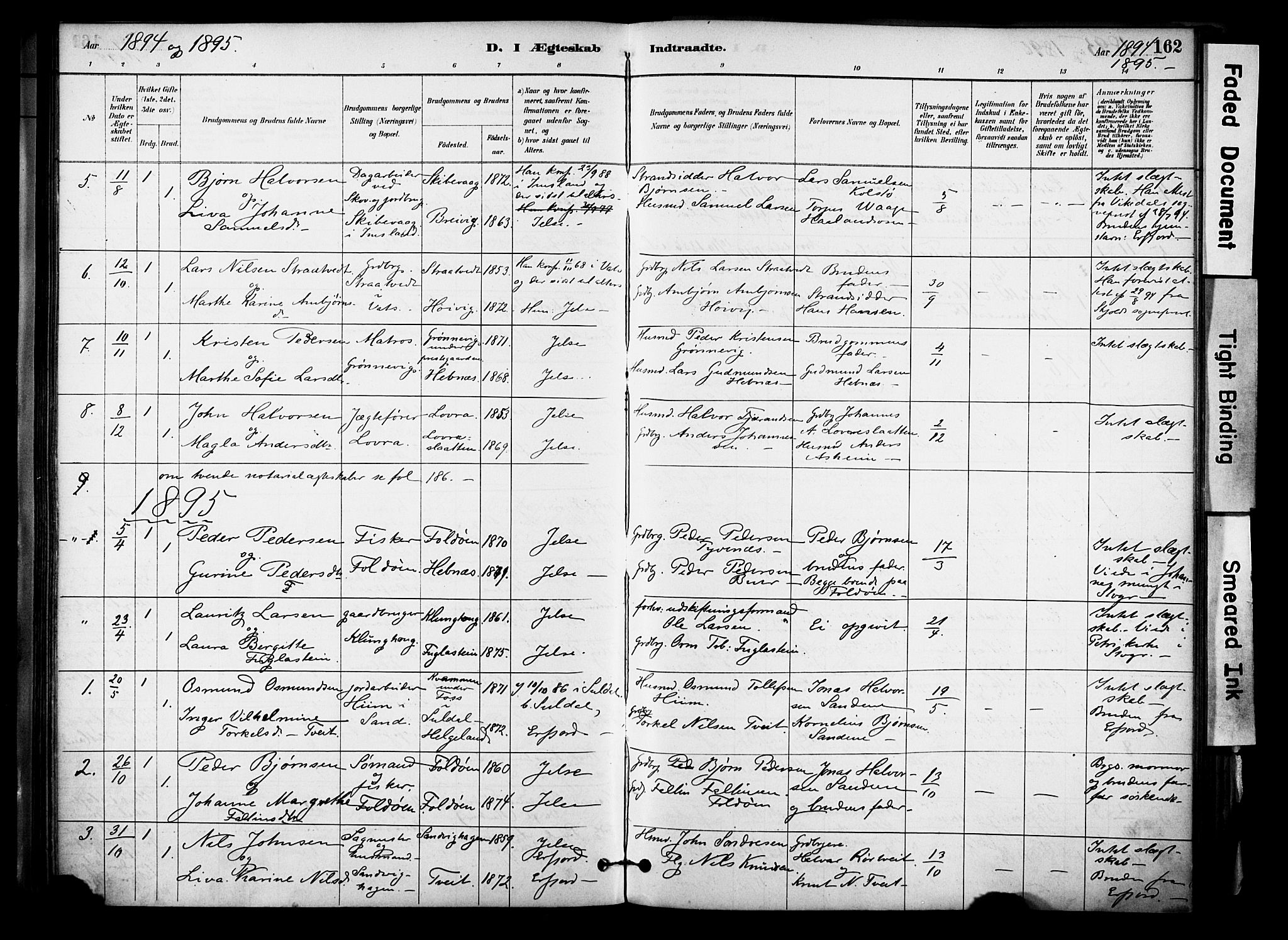 Jelsa sokneprestkontor, SAST/A-101842/01/IV: Parish register (official) no. A 10, 1884-1906, p. 162