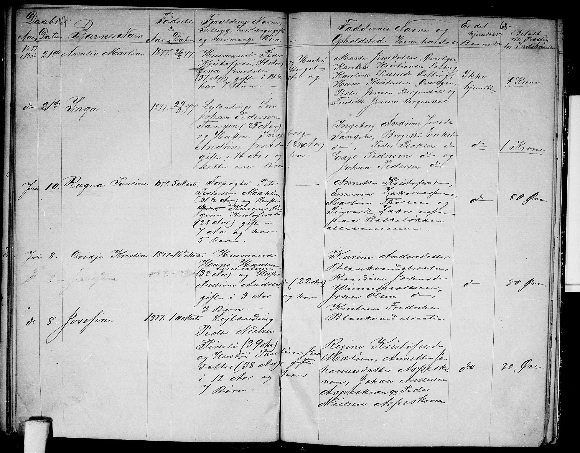 Vestre Aker prestekontor Kirkebøker, AV/SAO-A-10025/G/Gb/L0001: Parish register (copy) no. II 1, 1865-1881, p. 67-68