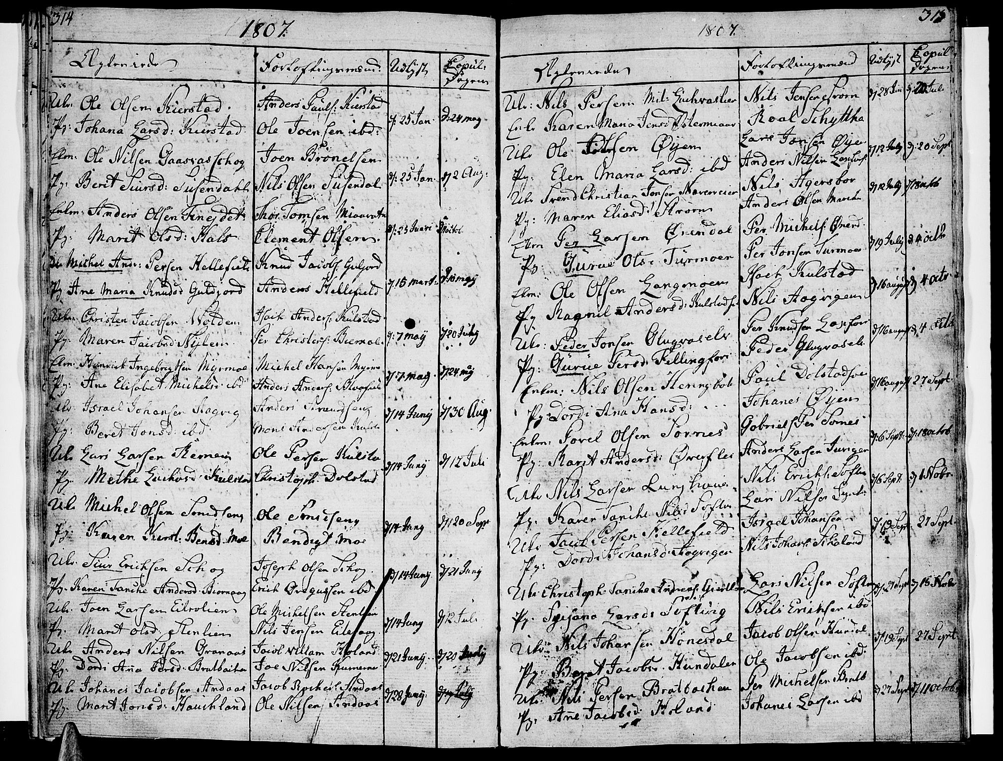 Ministerialprotokoller, klokkerbøker og fødselsregistre - Nordland, SAT/A-1459/820/L0287: Parish register (official) no. 820A08, 1800-1819, p. 314-315