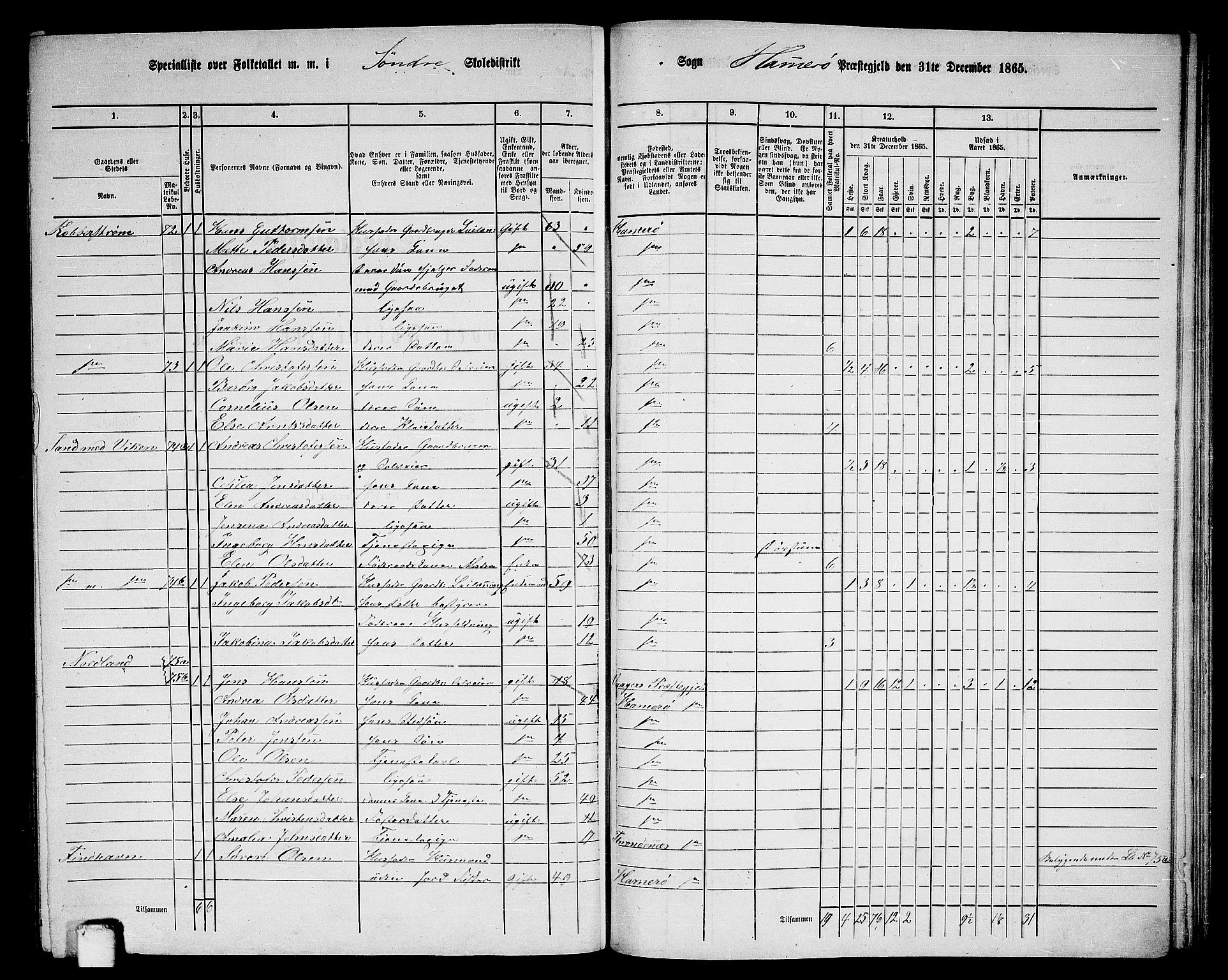 RA, 1865 census for Hamarøy, 1865, p. 46