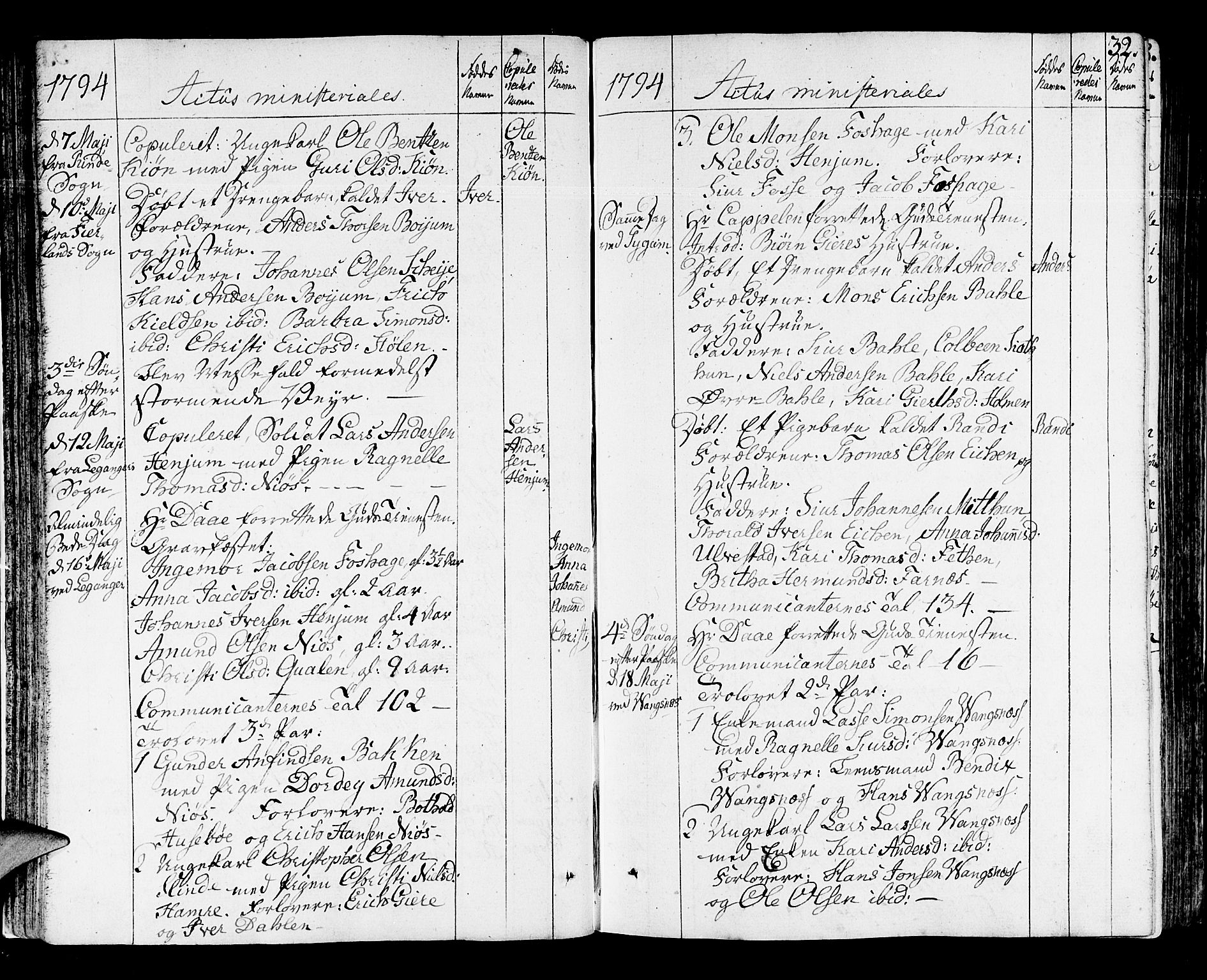 Leikanger sokneprestembete, AV/SAB-A-81001/H/Haa/Haaa/L0005: Parish register (official) no. A 5, 1792-1809, p. 32