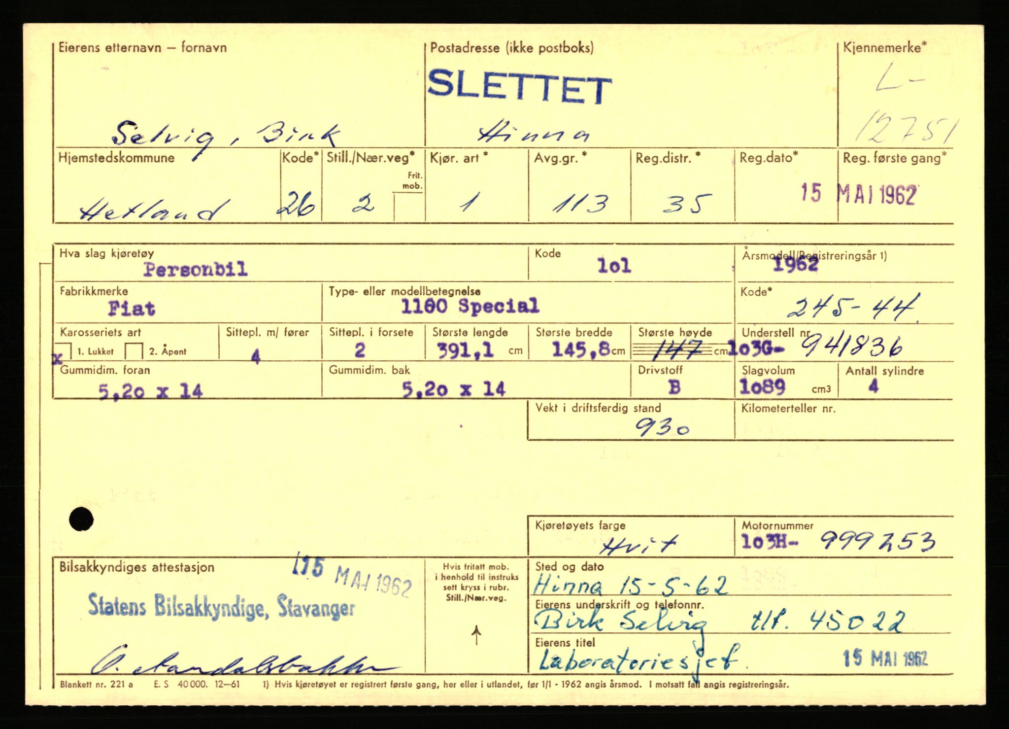 Stavanger trafikkstasjon, SAST/A-101942/0/F/L0023: L-12500 - L-12999, 1930-1971, p. 927