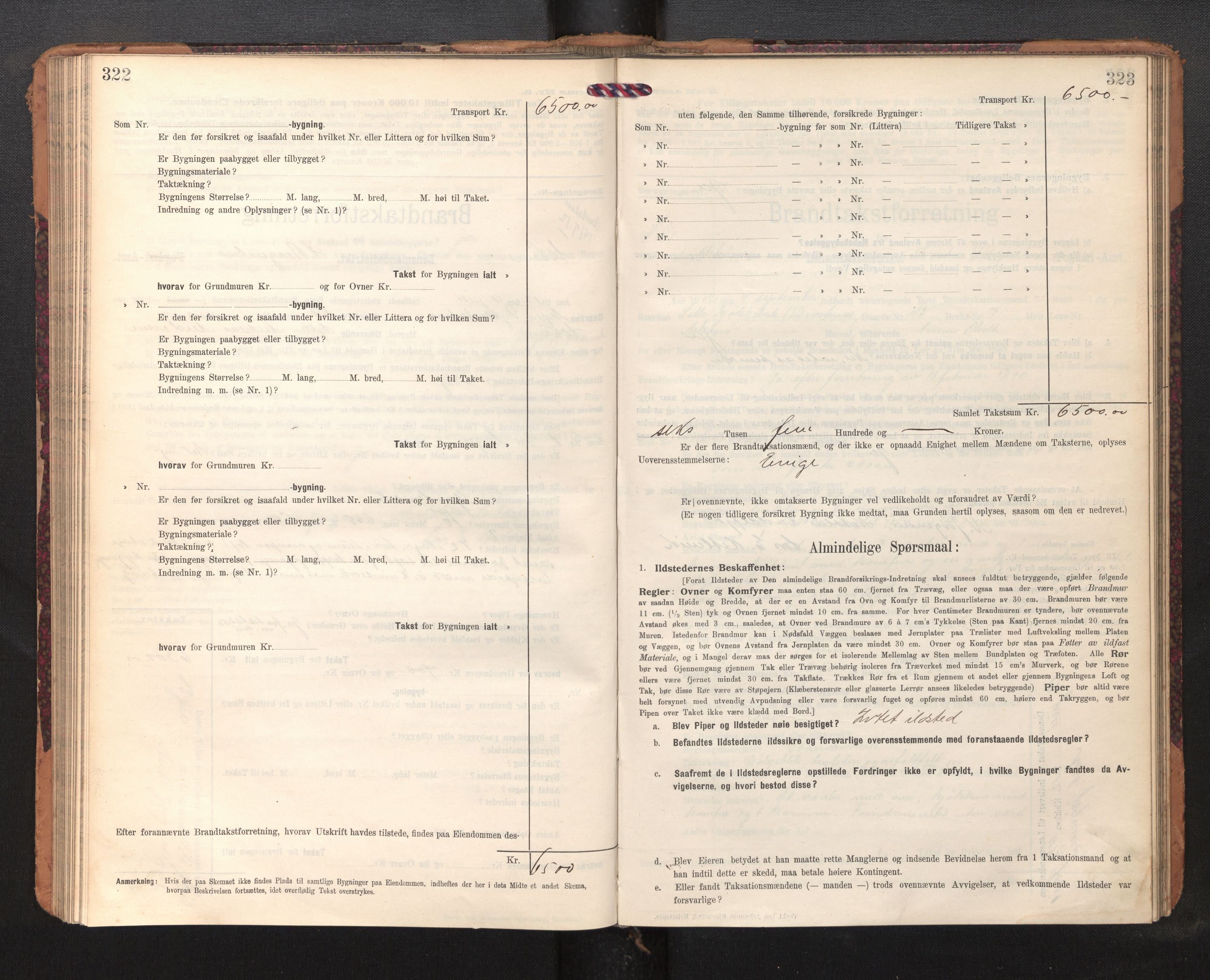 Lensmannen i Askøy, AV/SAB-A-31001/0012/L0007: Branntakstprotokoll, skjematakst, 1910-1919, p. 322-323