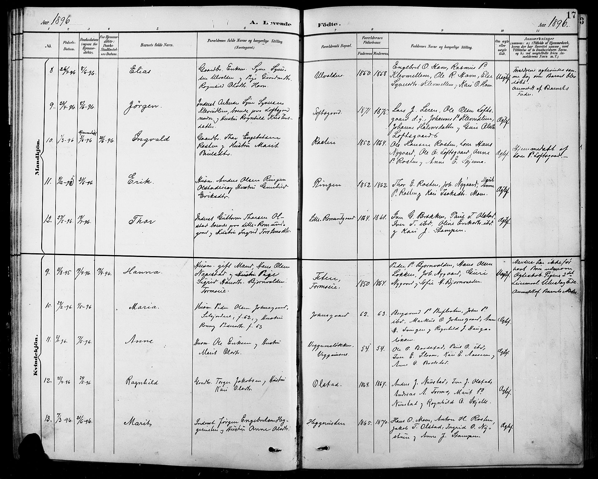 Sel prestekontor, AV/SAH-PREST-074/H/Ha/Hab/L0001: Parish register (copy) no. 1, 1894-1923, p. 17