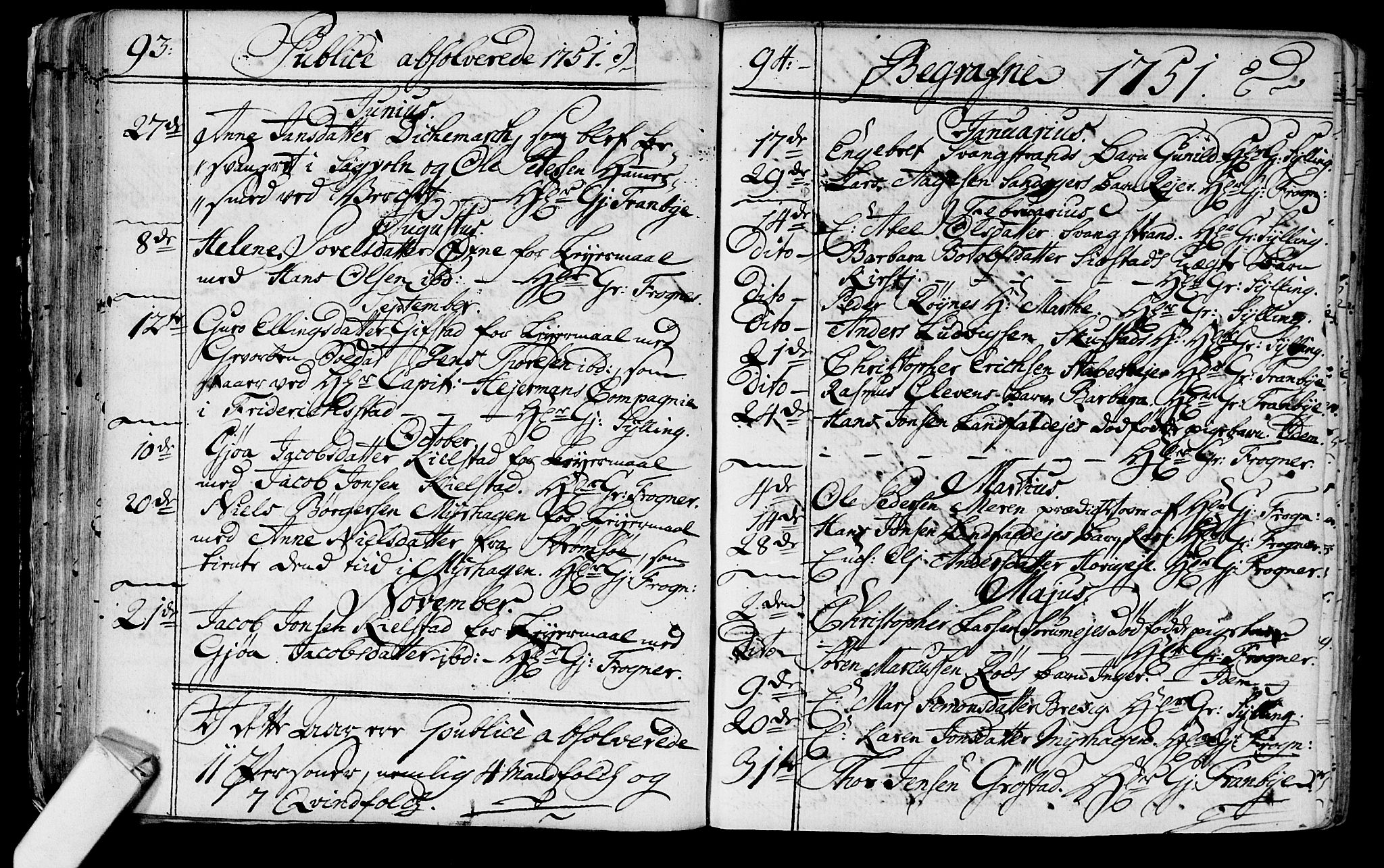 Lier kirkebøker, SAKO/A-230/F/Fa/L0004: Parish register (official) no. I 4, 1749-1764, p. 93-94