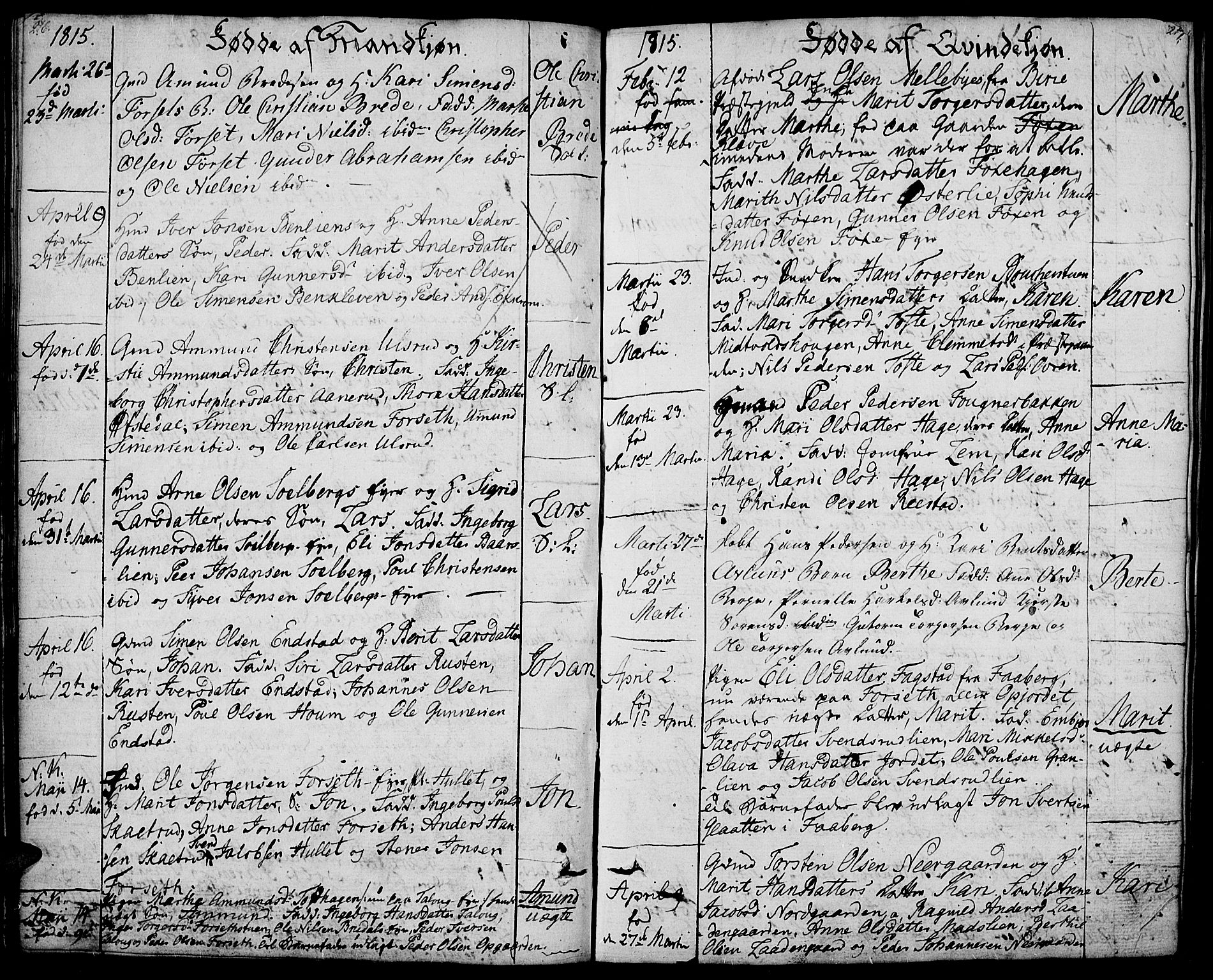 Gausdal prestekontor, SAH/PREST-090/H/Ha/Haa/L0004: Parish register (official) no. 4, 1809-1817, p. 216-217