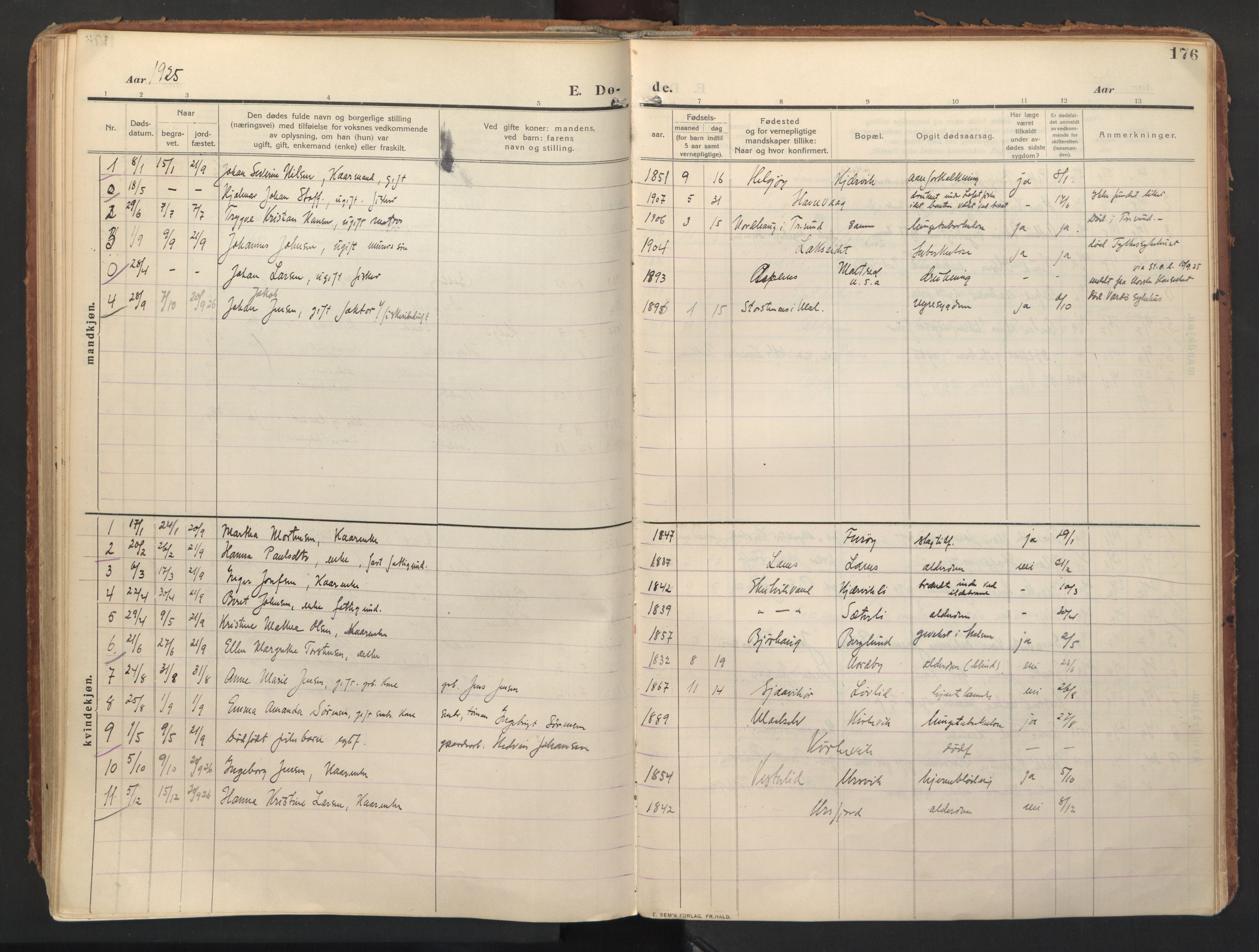 Balsfjord sokneprestembete, AV/SATØ-S-1303/G/Gaa/L0008kirke: Parish register (official) no. 8, 1910-1927, p. 176