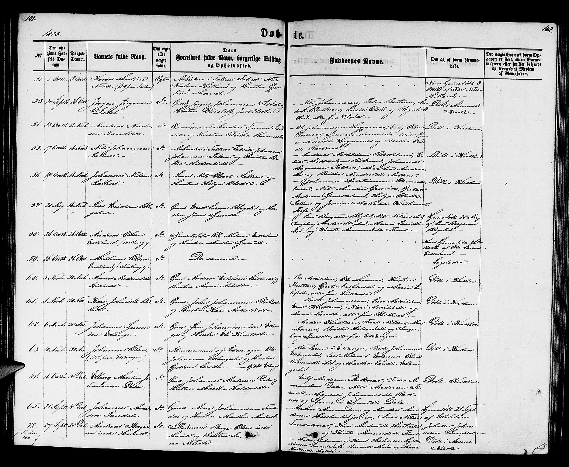 Hamre sokneprestembete, SAB/A-75501/H/Ha/Hab: Parish register (copy) no. B 2, 1863-1880, p. 101-102