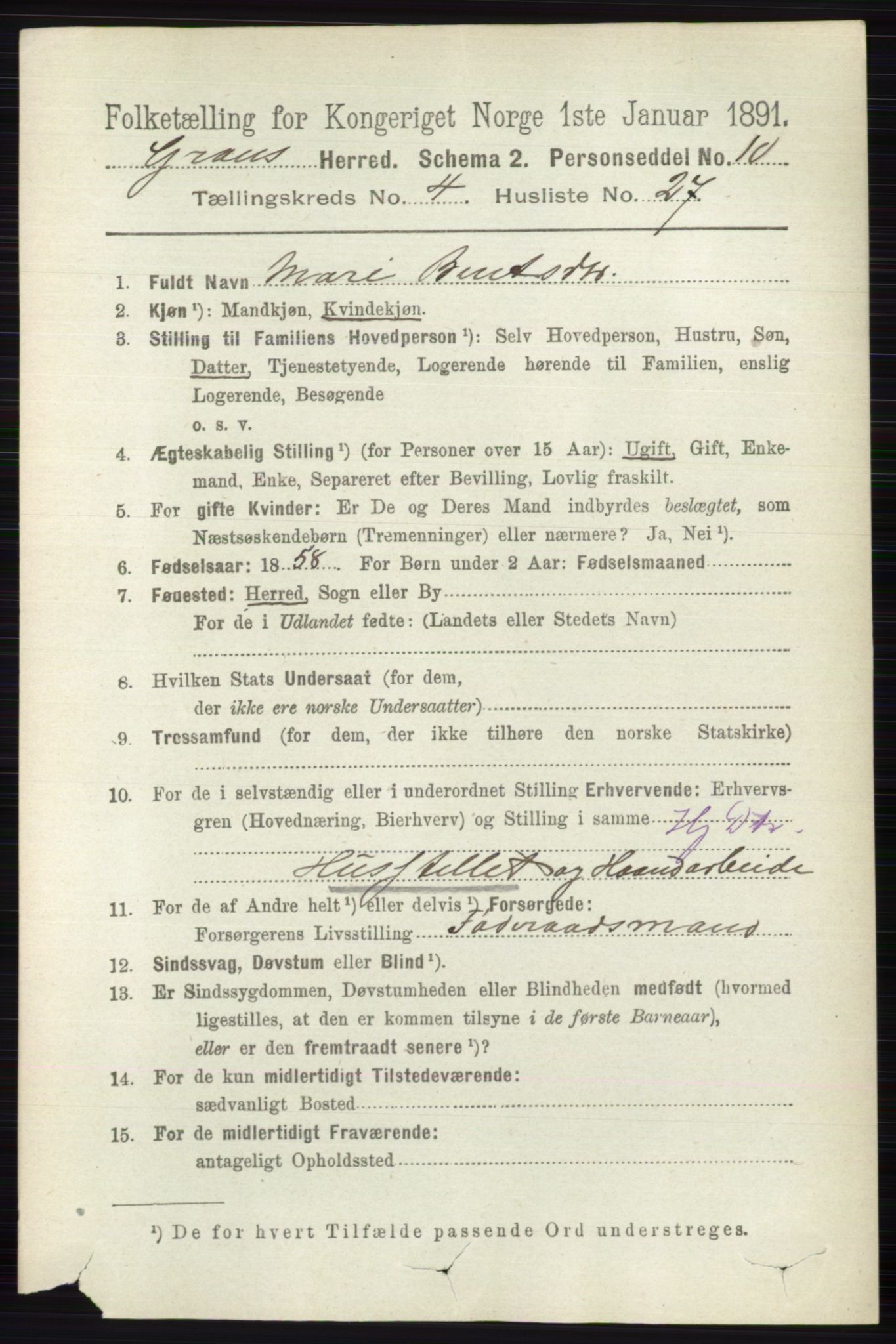 RA, 1891 census for 0534 Gran, 1891, p. 1334