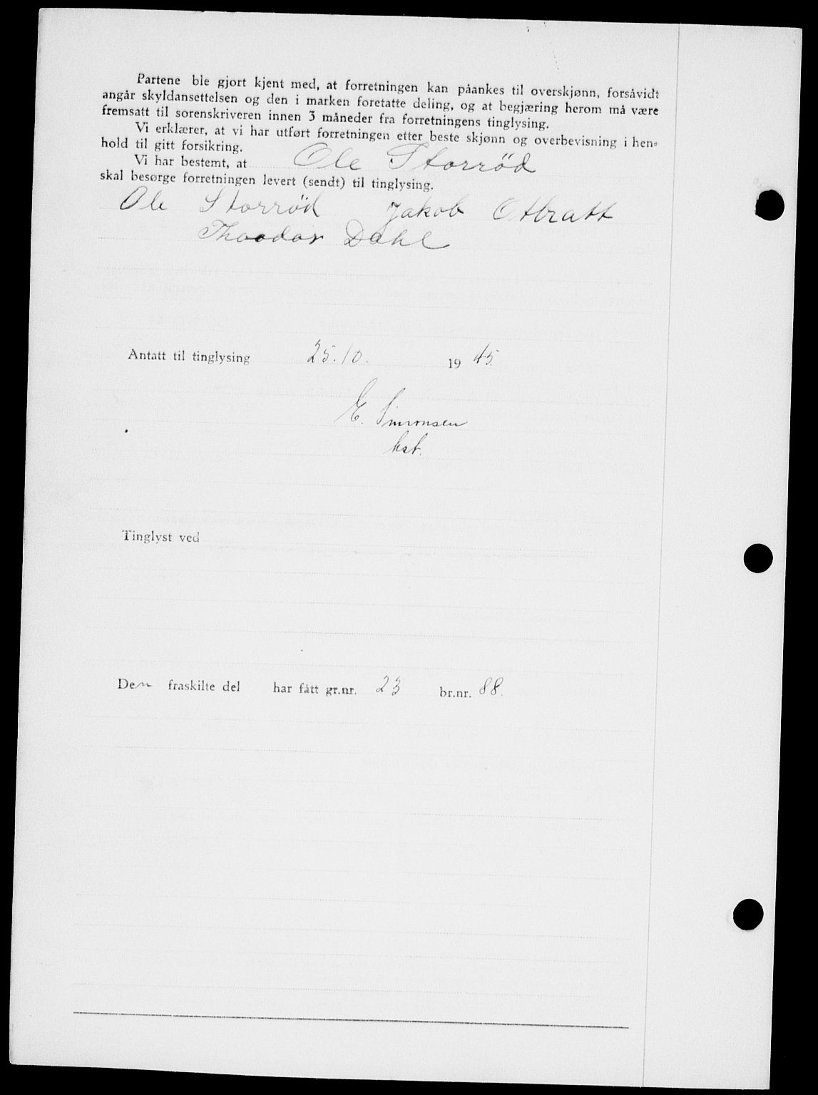 Onsøy sorenskriveri, SAO/A-10474/G/Ga/Gab/L0015: Mortgage book no. II A-15, 1945-1946, Diary no: : 1430/1945