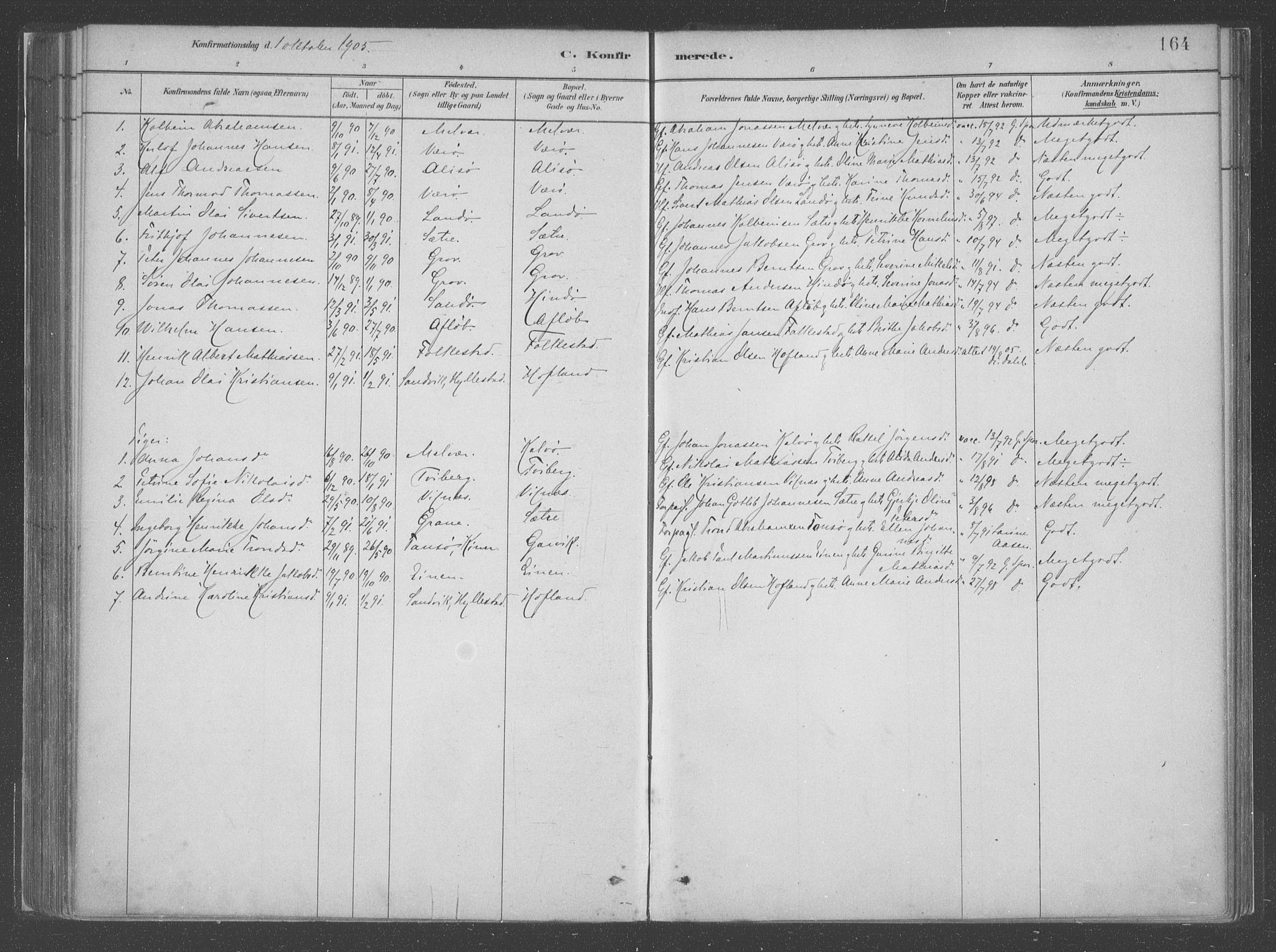 Askvoll sokneprestembete, AV/SAB-A-79501/H/Haa/Haac/L0001: Parish register (official) no. C  1, 1879-1922, p. 164