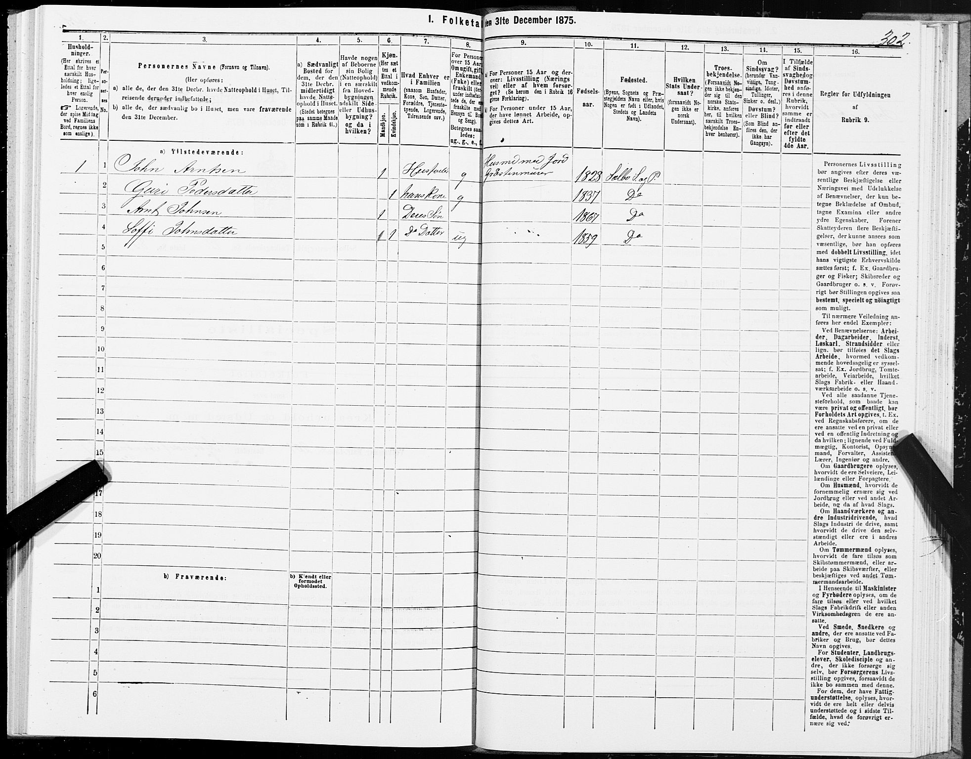 SAT, 1875 census for 1664P Selbu, 1875, p. 6302