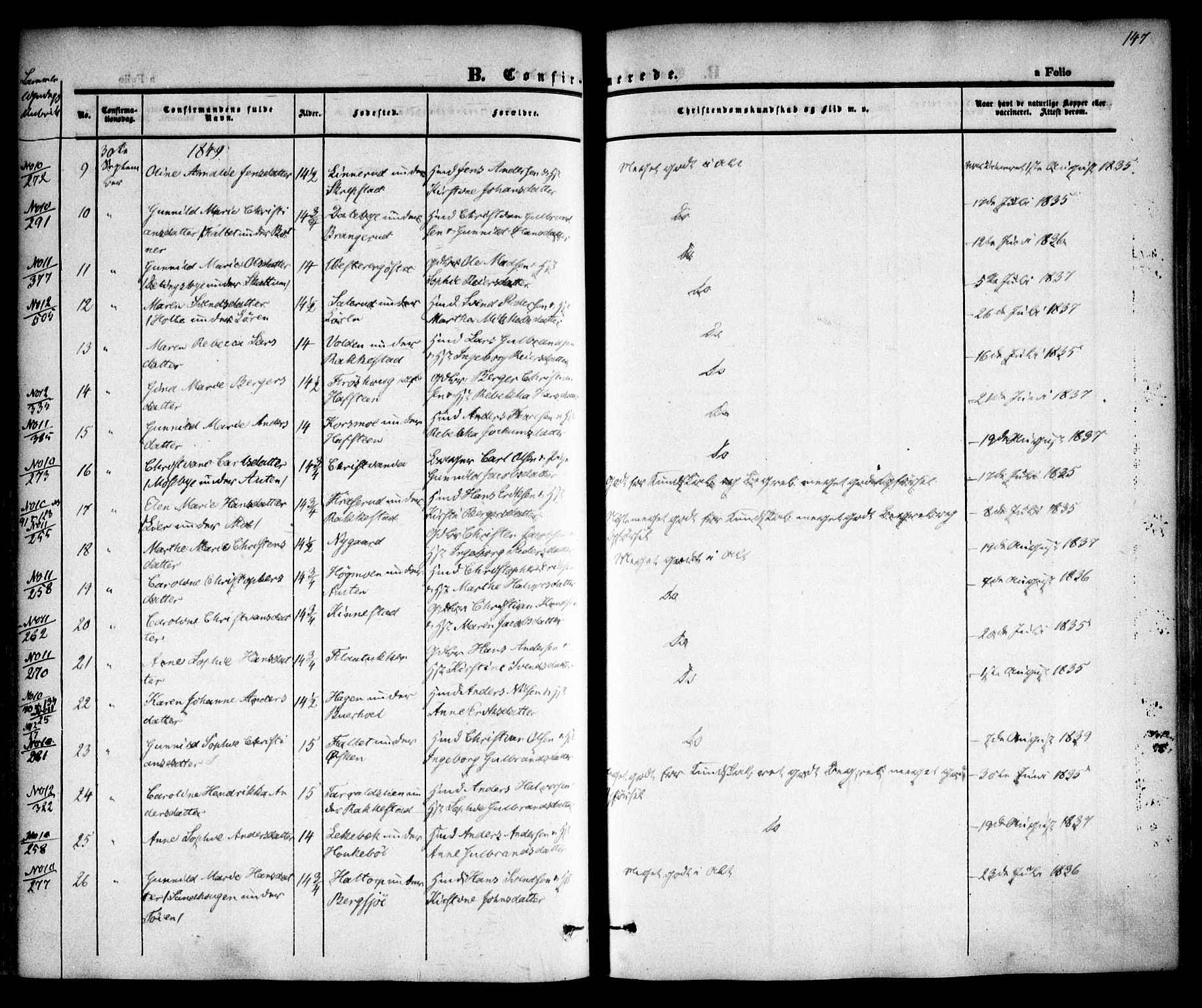 Høland prestekontor Kirkebøker, AV/SAO-A-10346a/F/Fa/L0009: Parish register (official) no. I 9, 1846-1853, p. 147