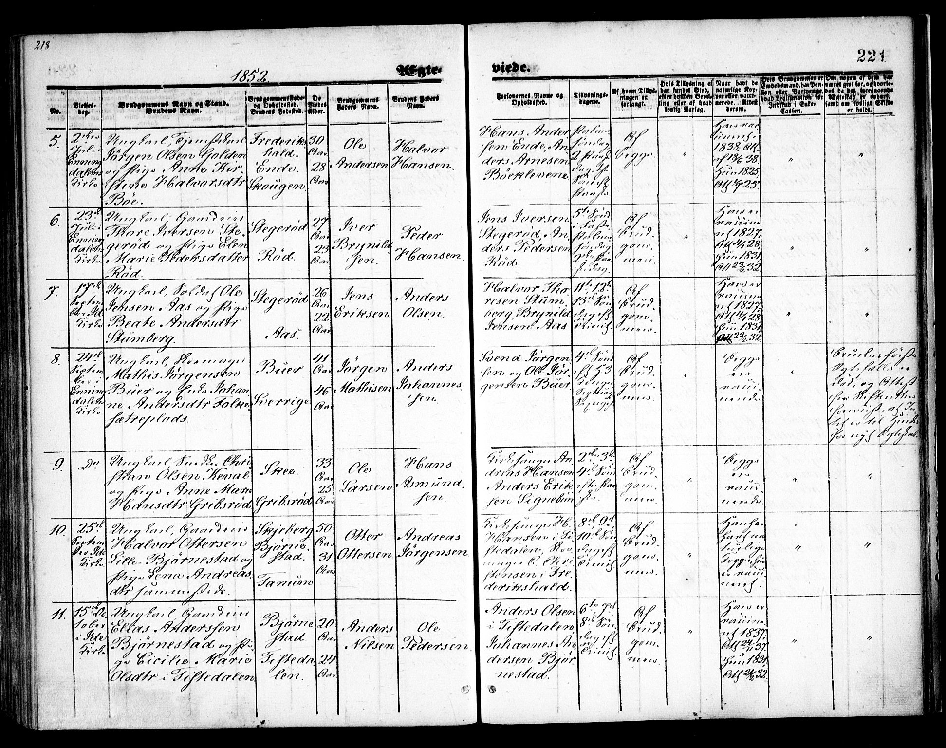 Idd prestekontor Kirkebøker, SAO/A-10911/F/Fc/L0004a: Parish register (official) no. III 4A, 1848-1860, p. 221