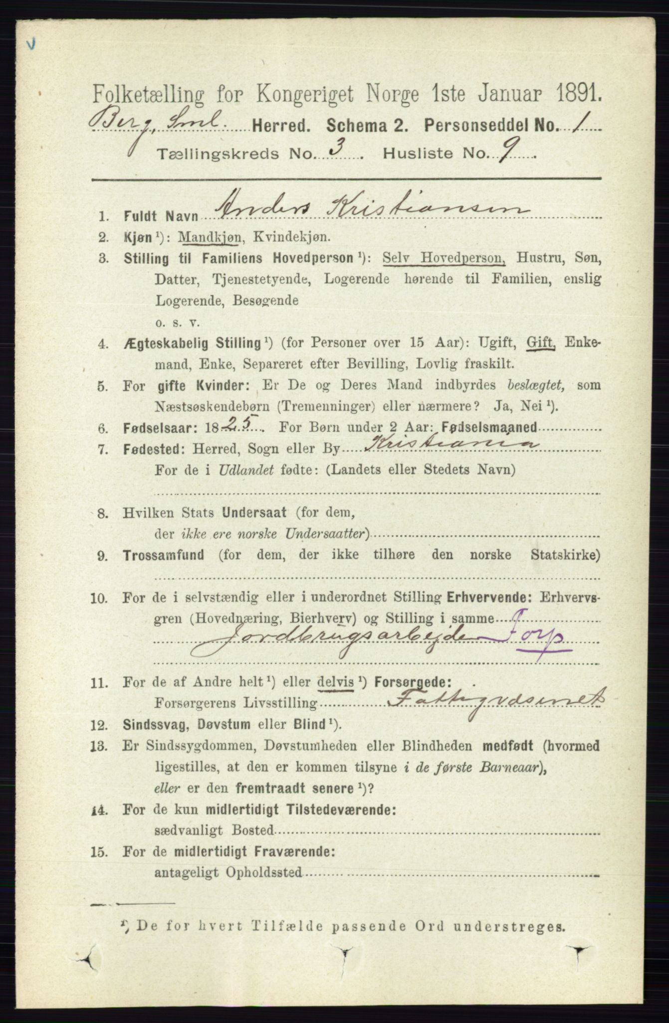 RA, 1891 census for 0116 Berg, 1891, p. 1939