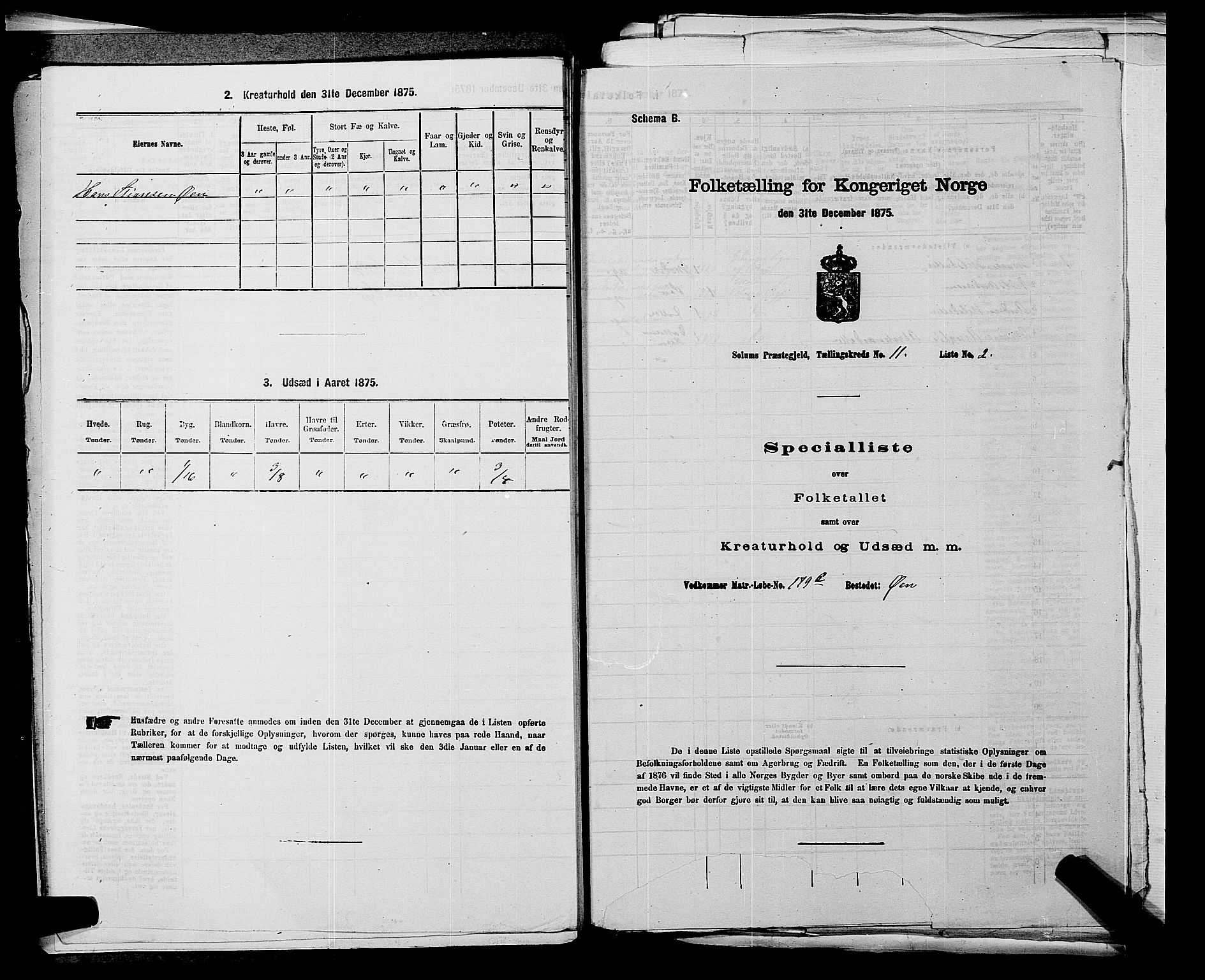 SAKO, 1875 census for 0818P Solum, 1875, p. 1778