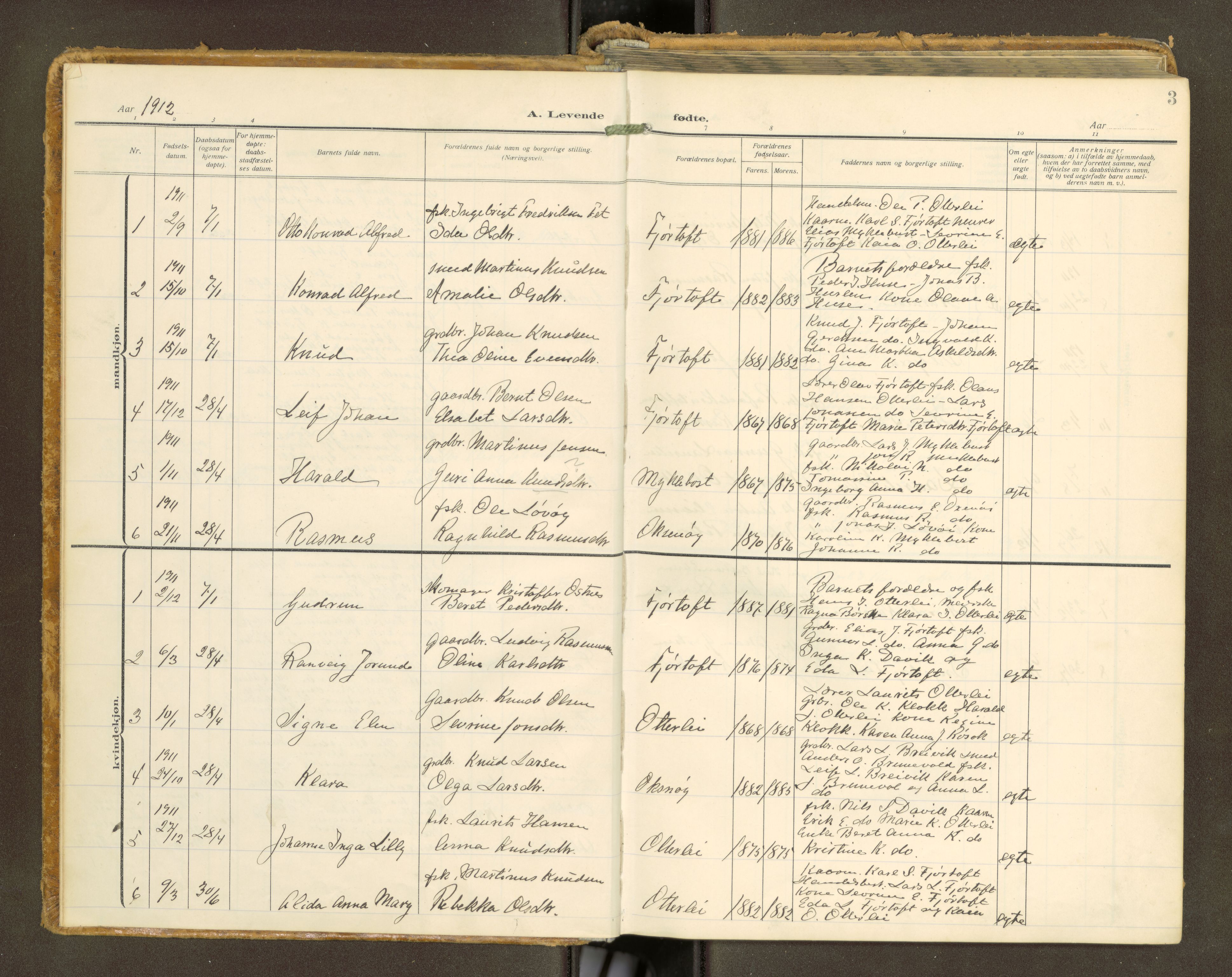 Ministerialprotokoller, klokkerbøker og fødselsregistre - Møre og Romsdal, AV/SAT-A-1454/538/L0528: Parish register (official) no. 538A--, 1911-1935, p. 3