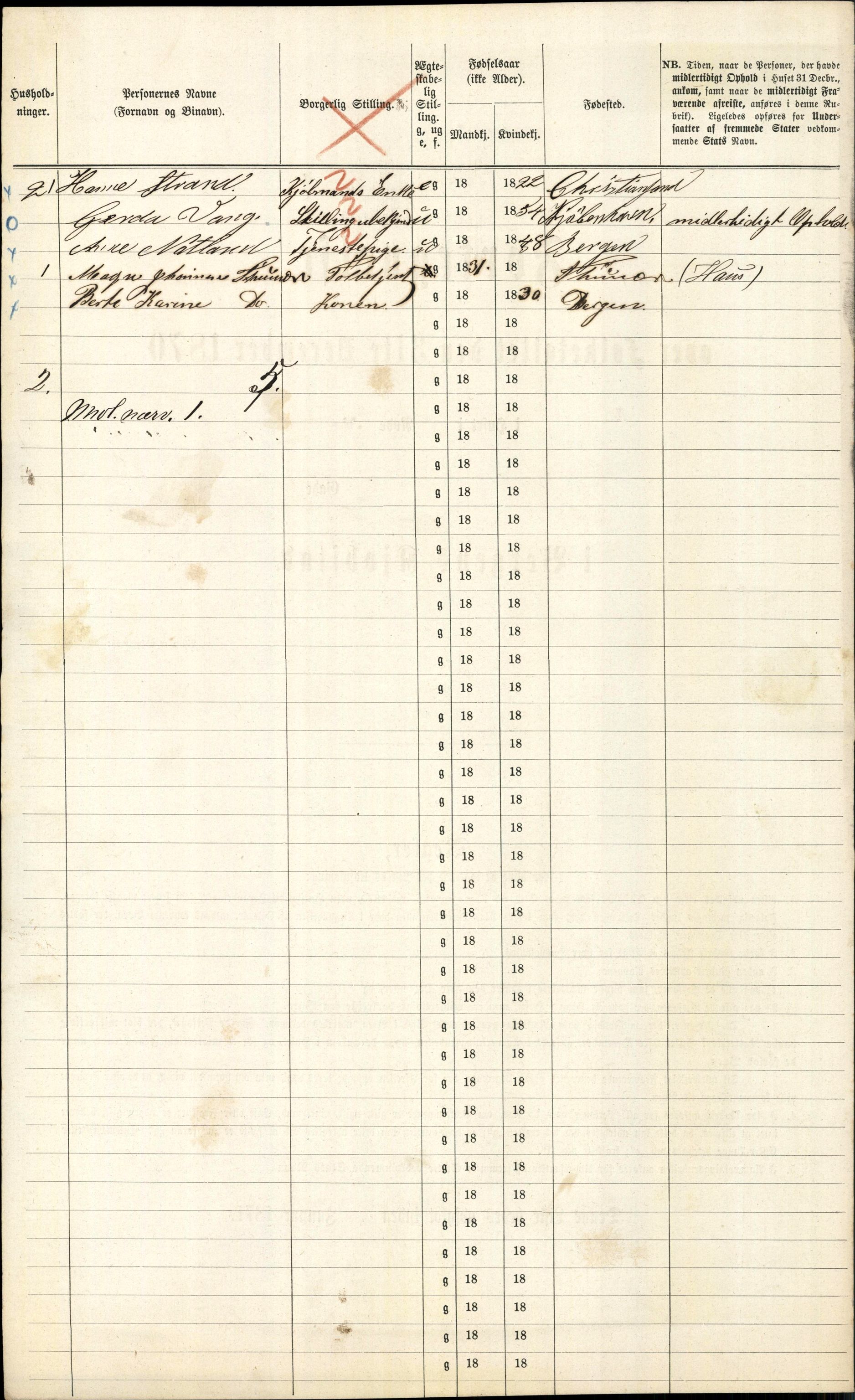 RA, 1870 census for 1301 Bergen, 1870