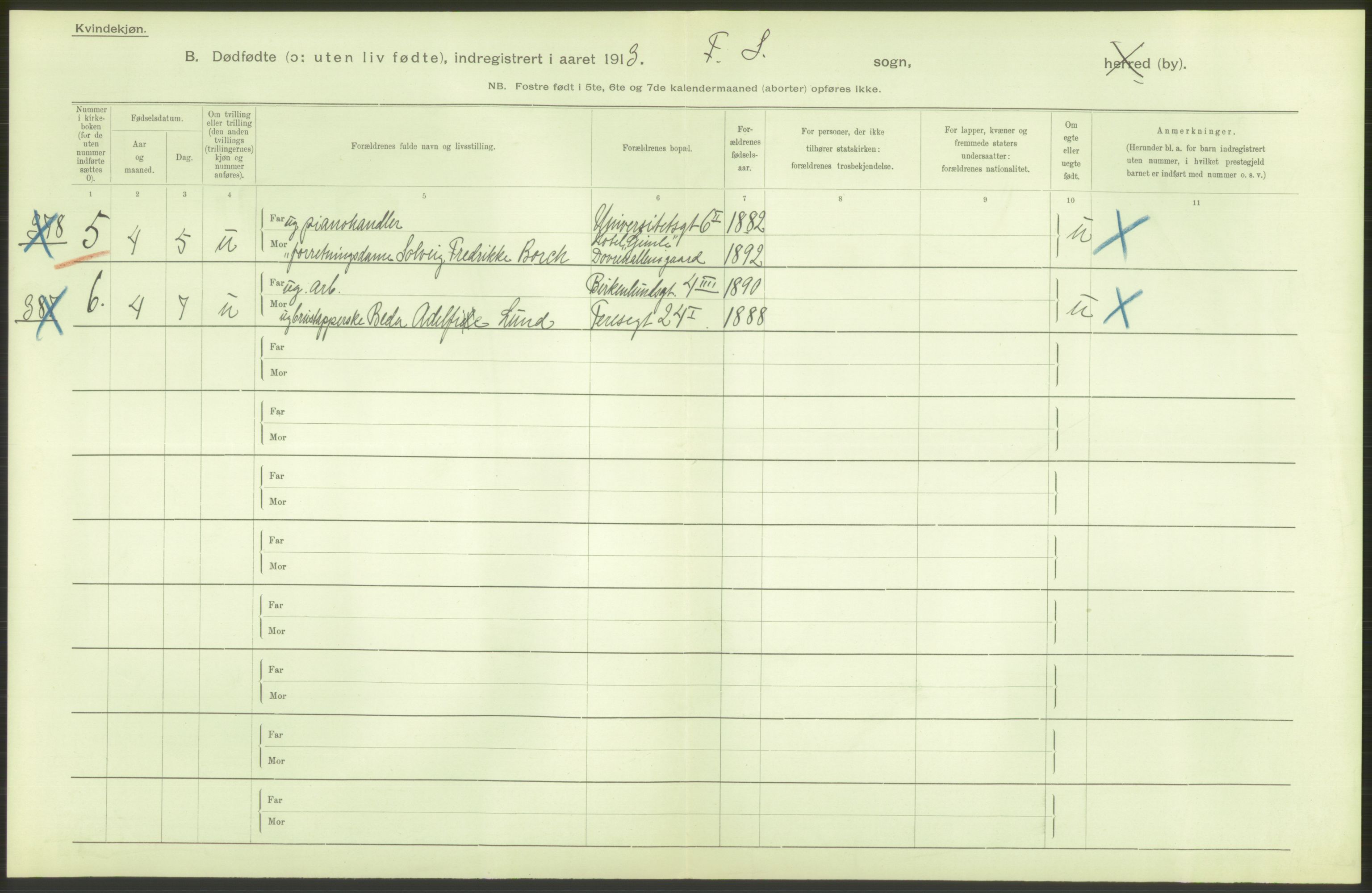Statistisk sentralbyrå, Sosiodemografiske emner, Befolkning, AV/RA-S-2228/D/Df/Dfb/Dfbc/L0010: Kristiania: Døde, dødfødte., 1913, p. 60