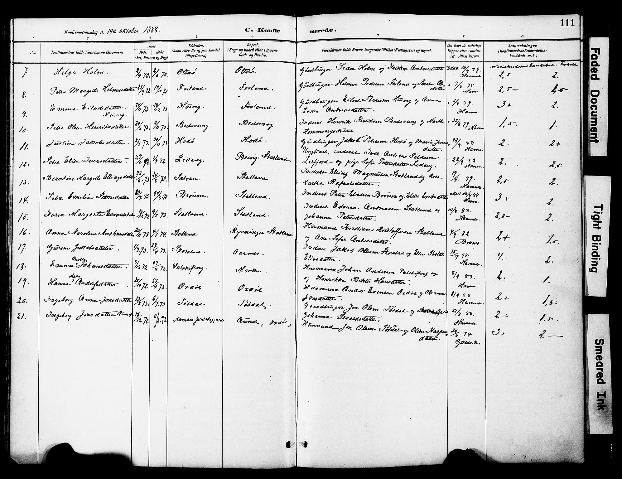Ministerialprotokoller, klokkerbøker og fødselsregistre - Nord-Trøndelag, SAT/A-1458/774/L0628: Parish register (official) no. 774A02, 1887-1903, p. 111