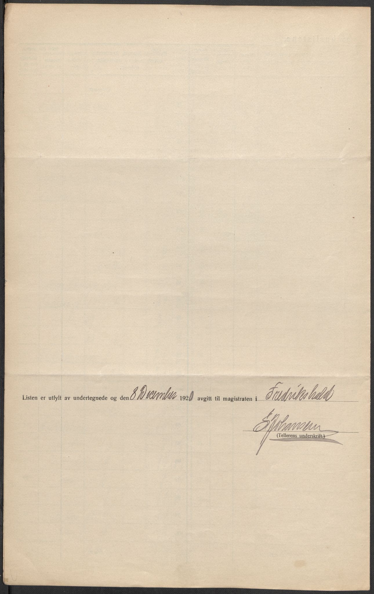 SAO, 1920 census for Fredrikshald, 1920, p. 62