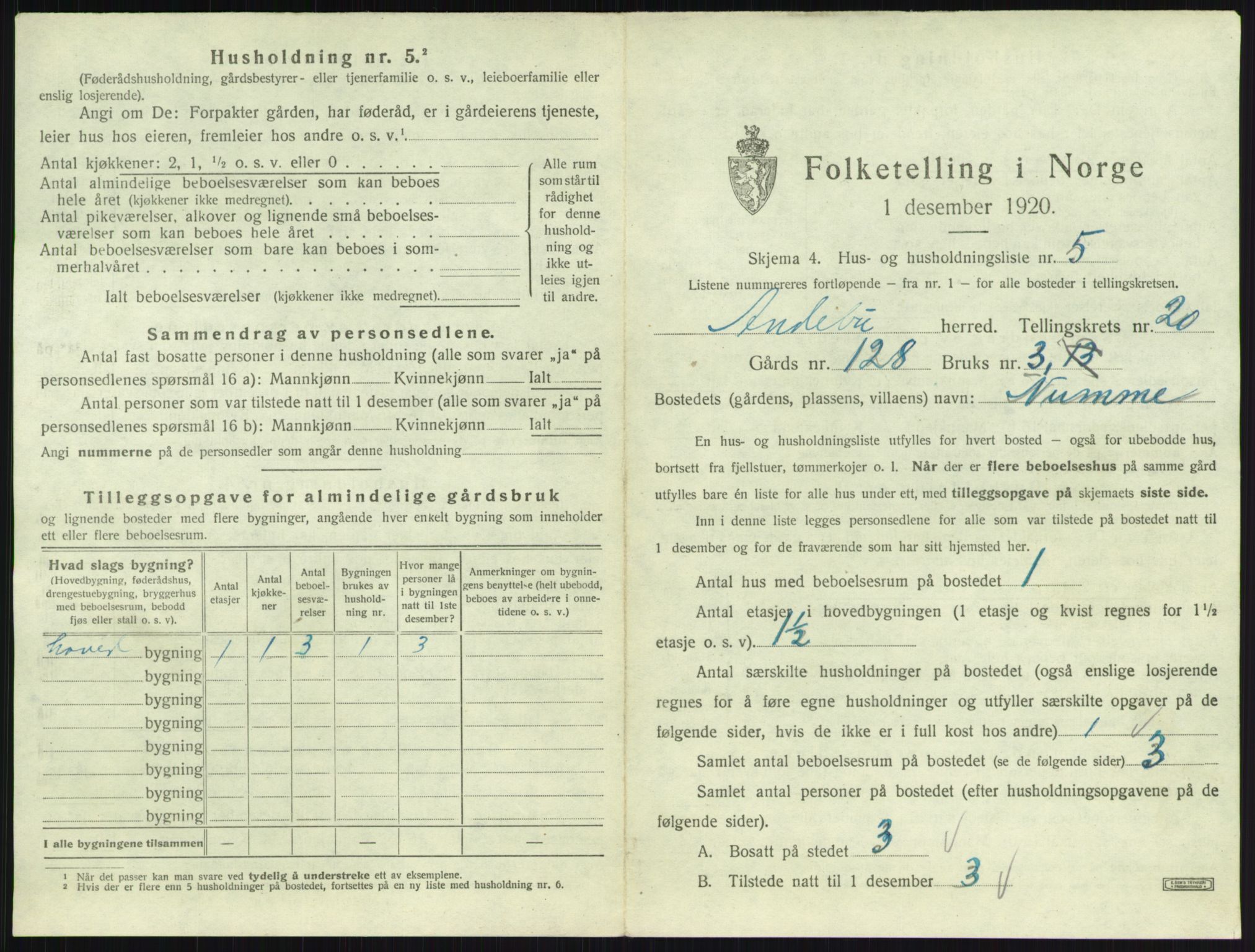 SAKO, 1920 census for Andebu, 1920, p. 1112