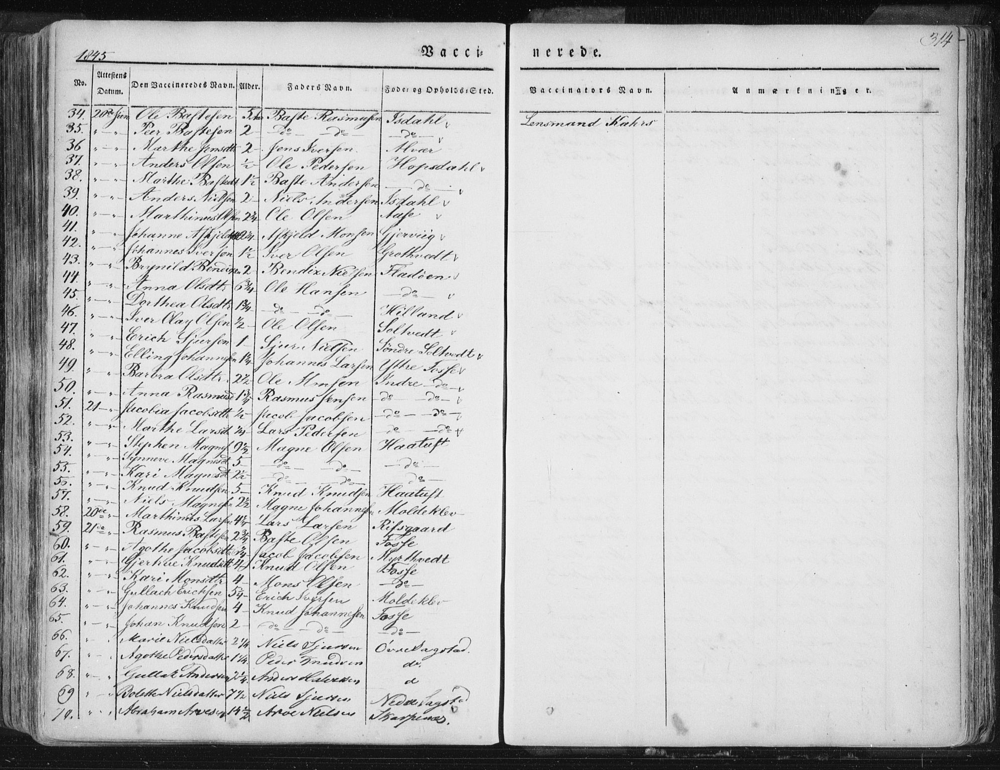 Hamre sokneprestembete, SAB/A-75501/H/Ha/Haa/Haaa/L0012: Parish register (official) no. A 12, 1834-1845, p. 314