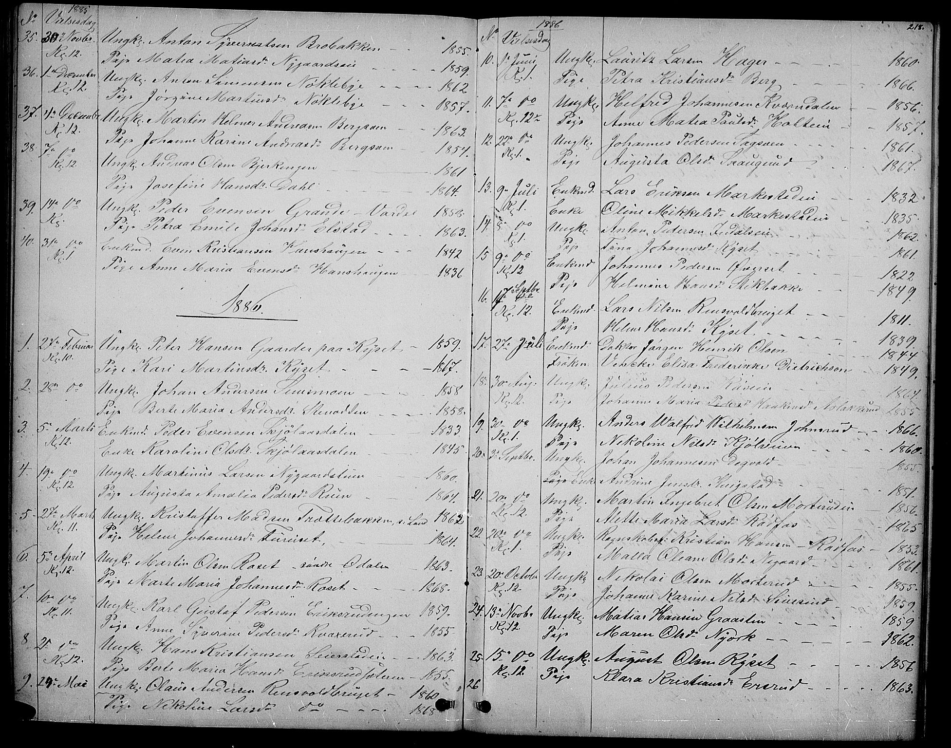 Vestre Toten prestekontor, SAH/PREST-108/H/Ha/Hab/L0006: Parish register (copy) no. 6, 1870-1887, p. 218