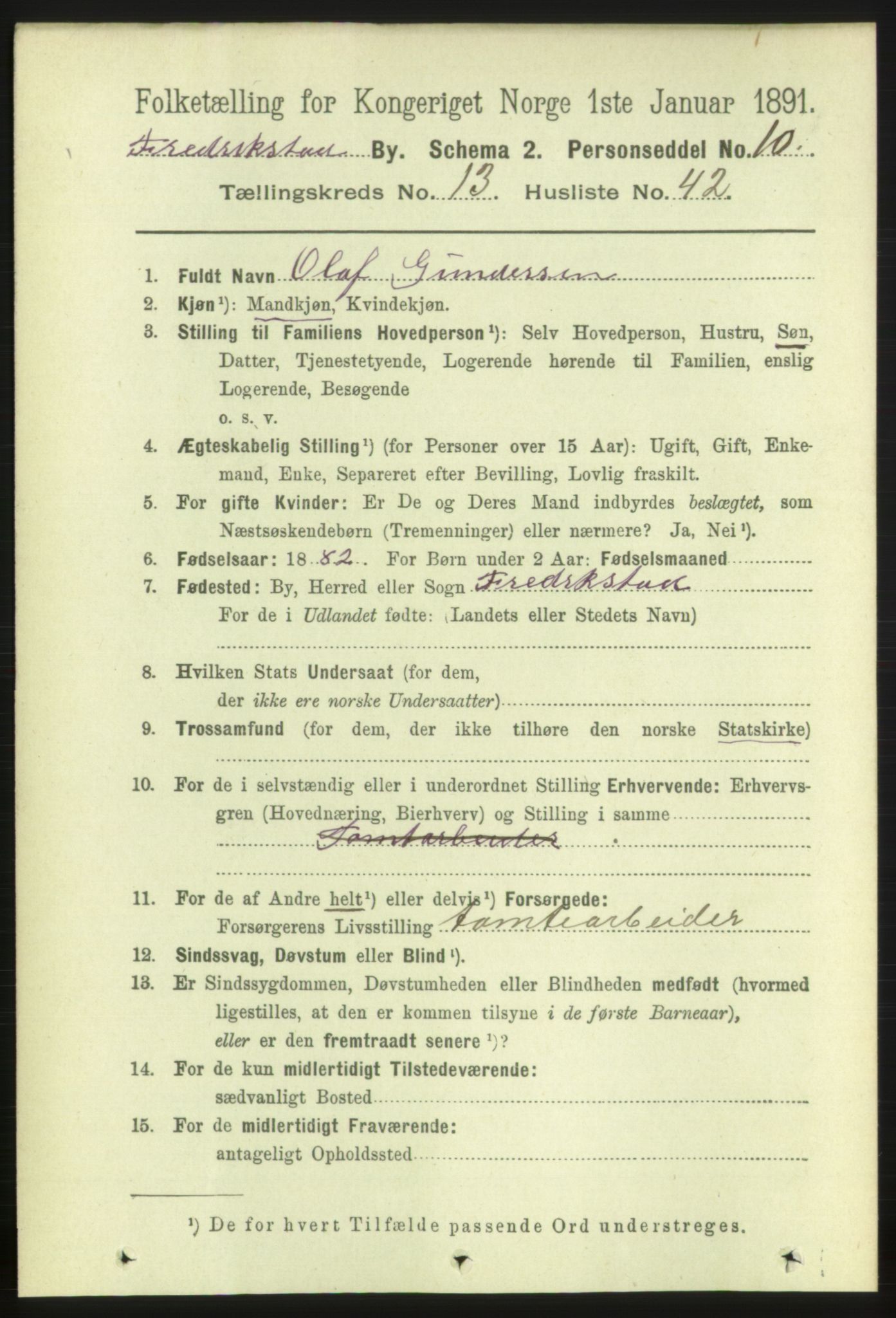 RA, 1891 census for 0103 Fredrikstad, 1891, p. 14999