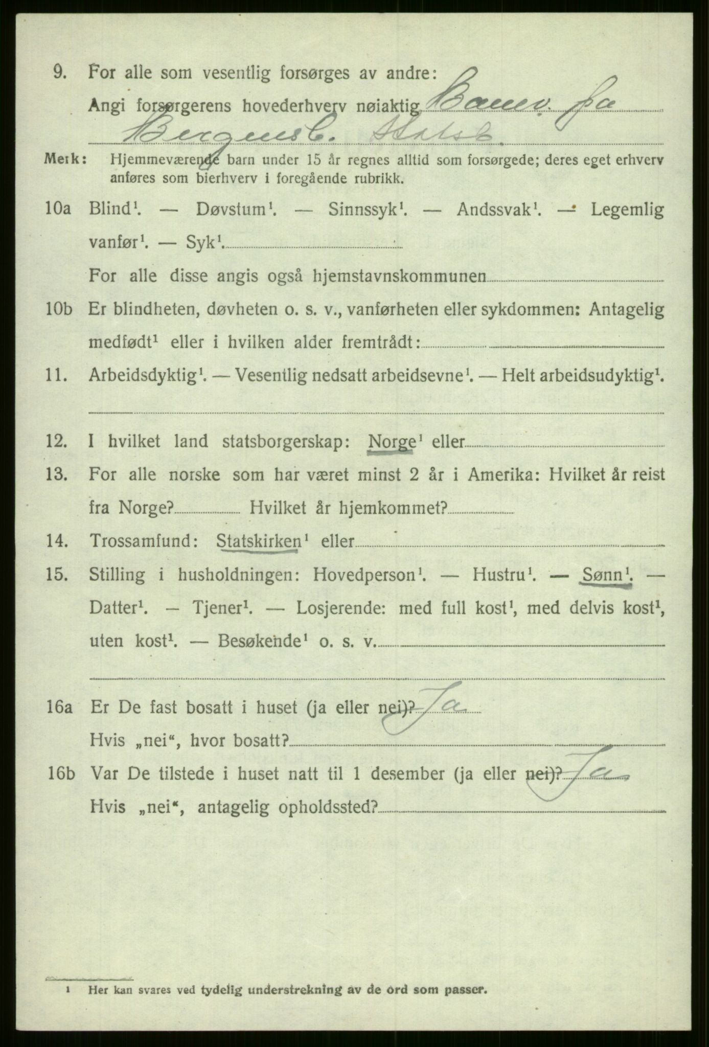 SAB, 1920 census for Evanger, 1920, p. 3896