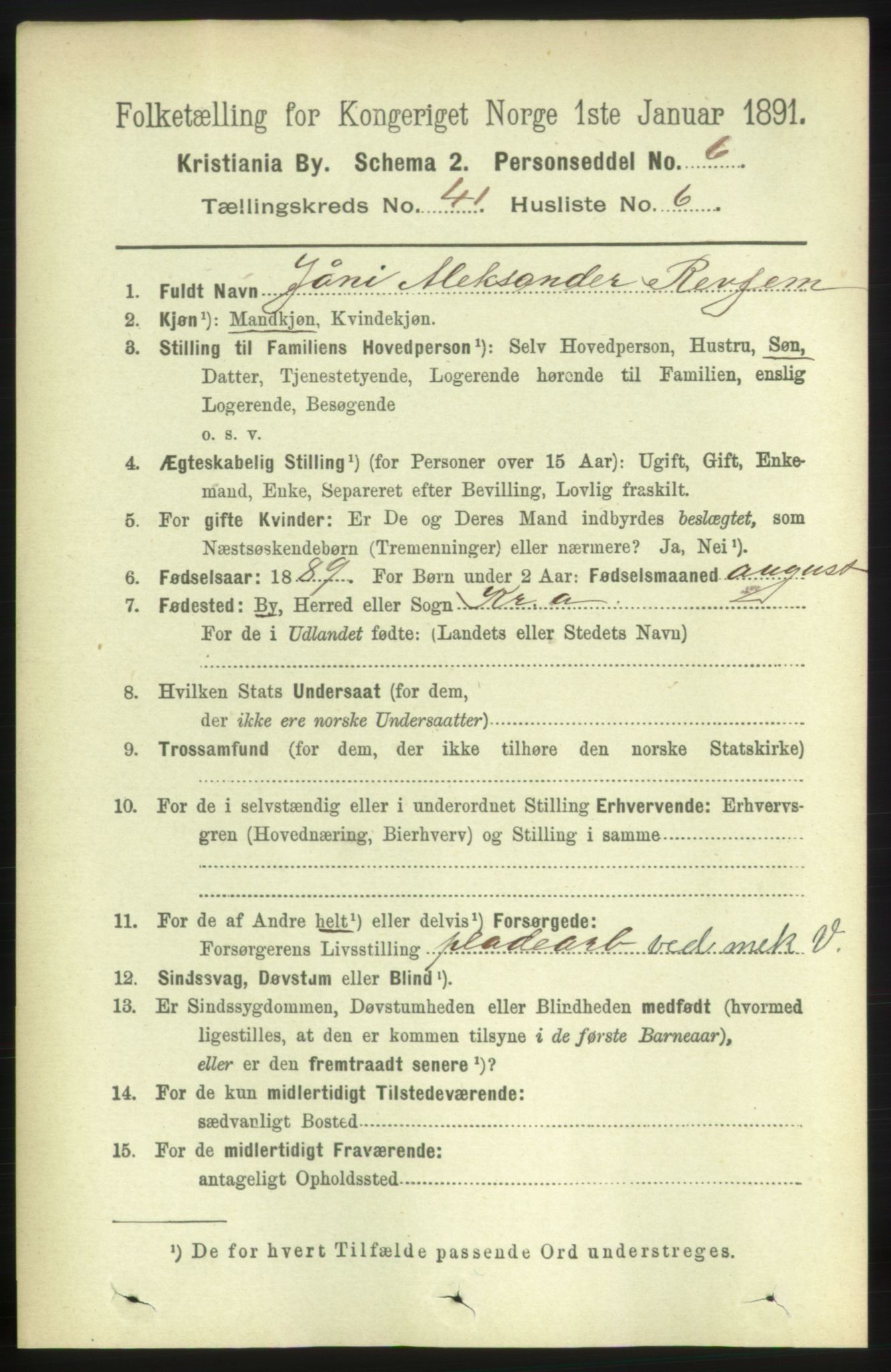 RA, 1891 census for 0301 Kristiania, 1891, p. 24140