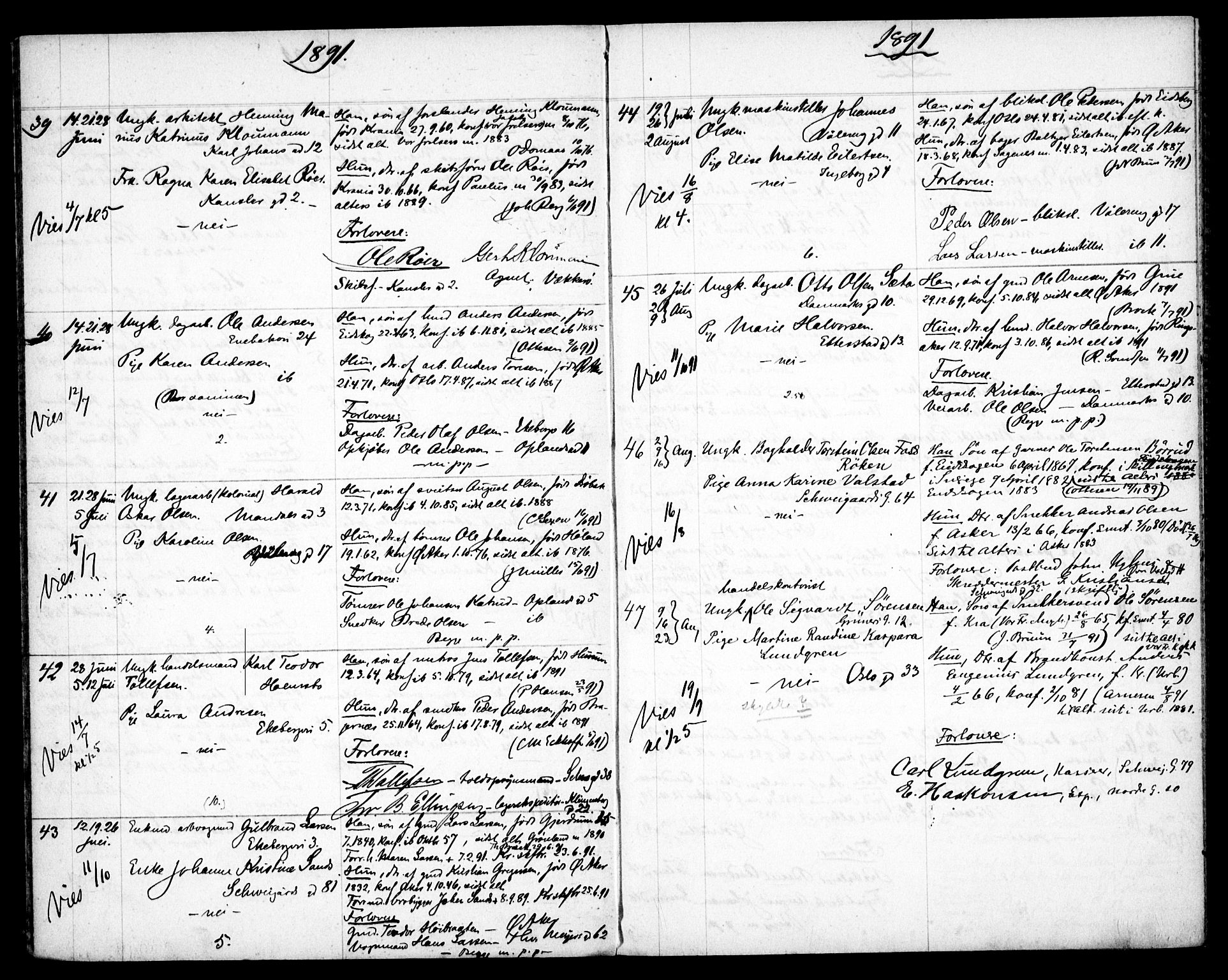 Gamlebyen prestekontor Kirkebøker, AV/SAO-A-10884/H/Ha/L0001: Banns register no. 1, 1891-1898