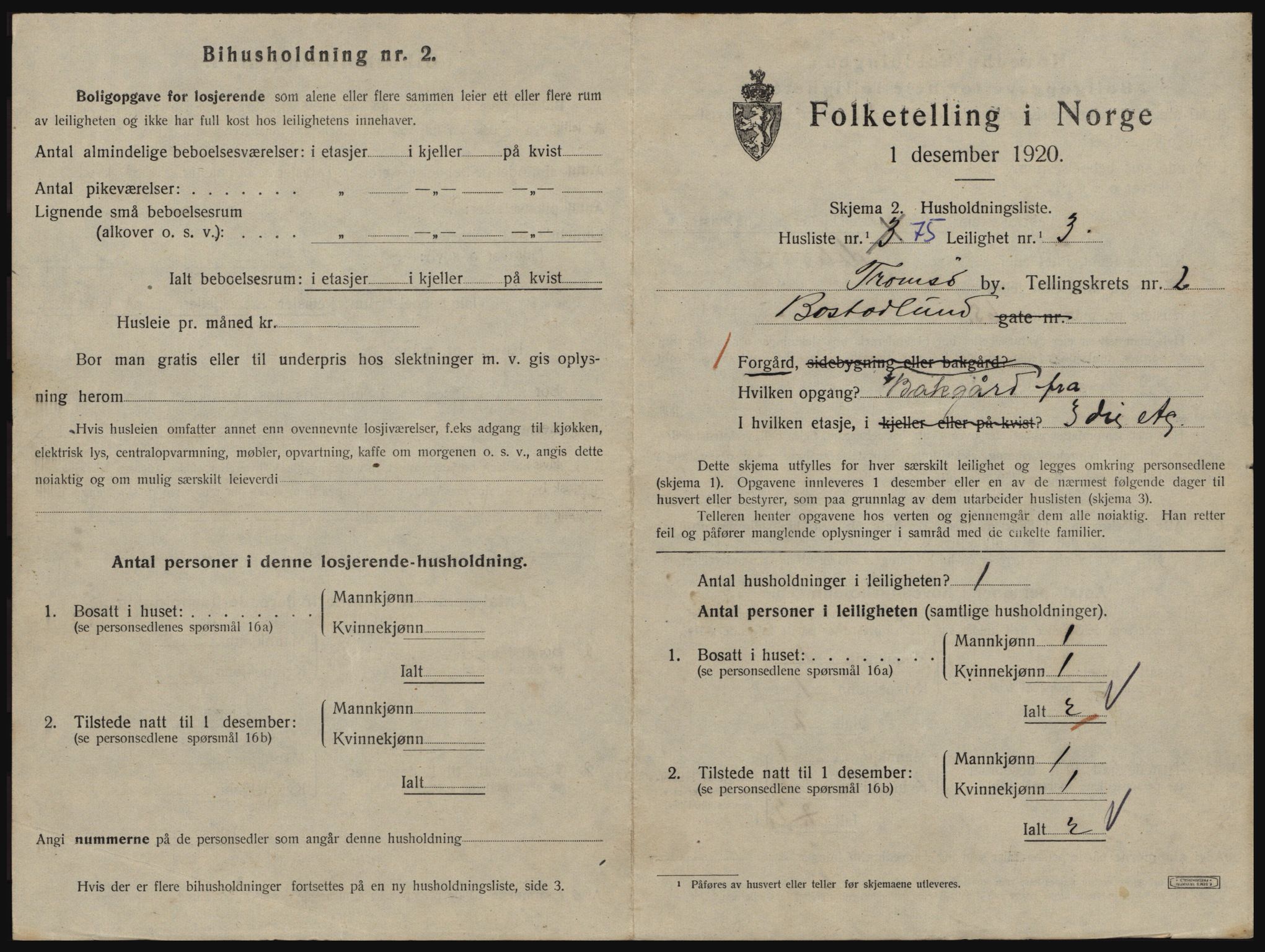 SATØ, 1920 census for Tromsø, 1920, p. 3031