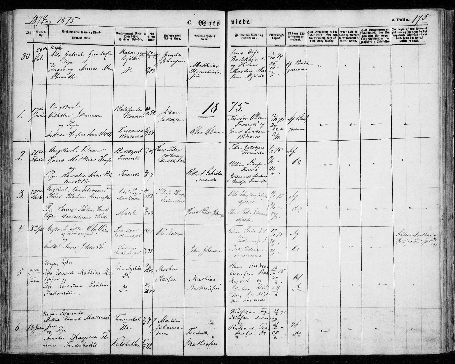 Tromsøysund sokneprestkontor, SATØ/S-1304/G/Ga/L0002kirke: Parish register (official) no. 2, 1867-1875, p. 175