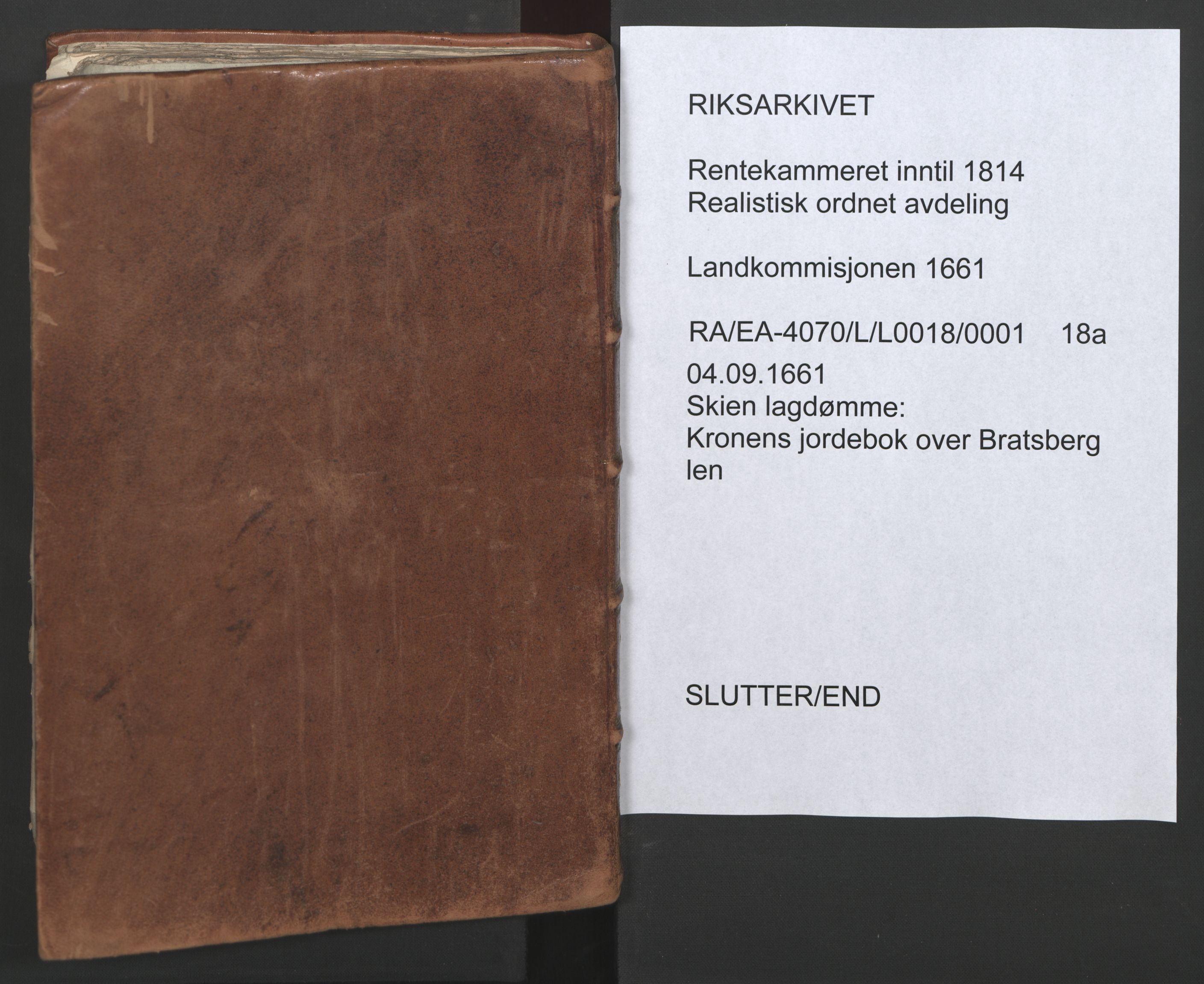 Rentekammeret inntil 1814, Realistisk ordnet avdeling, AV/RA-EA-4070/L/L0018/0001: Skien lagdømme: / Kronens jordebok over Bratsberg len, 1661