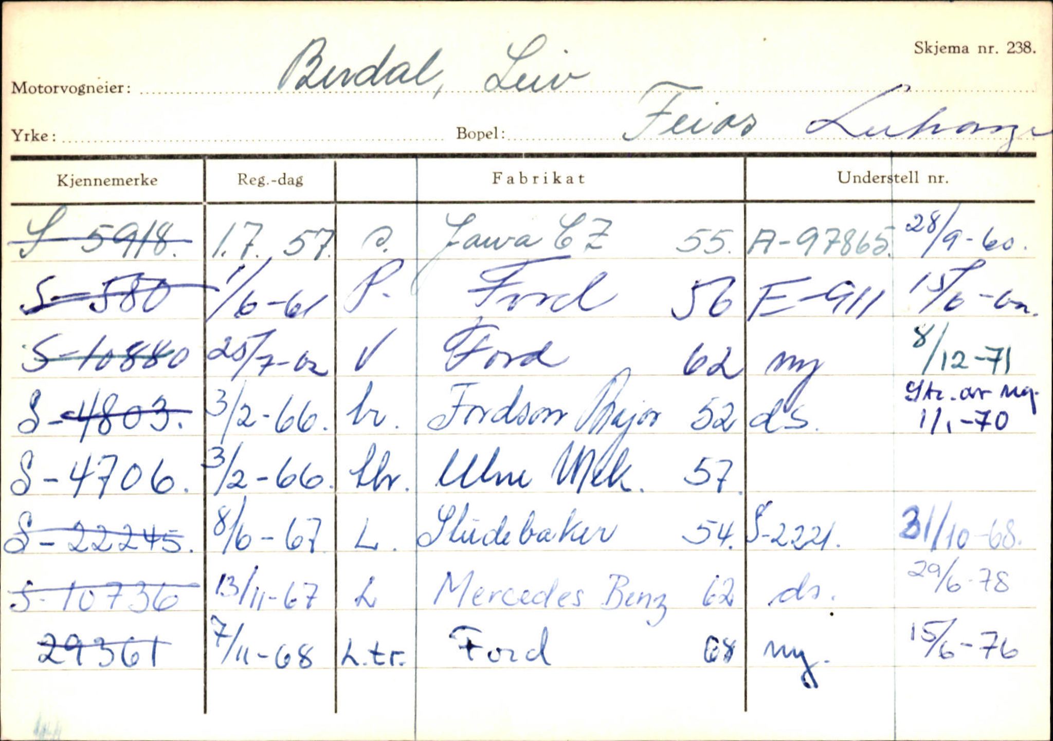 Statens vegvesen, Sogn og Fjordane vegkontor, AV/SAB-A-5301/4/F/L0126: Eigarregister Fjaler M-Å. Leikanger A-Å, 1945-1975, p. 836