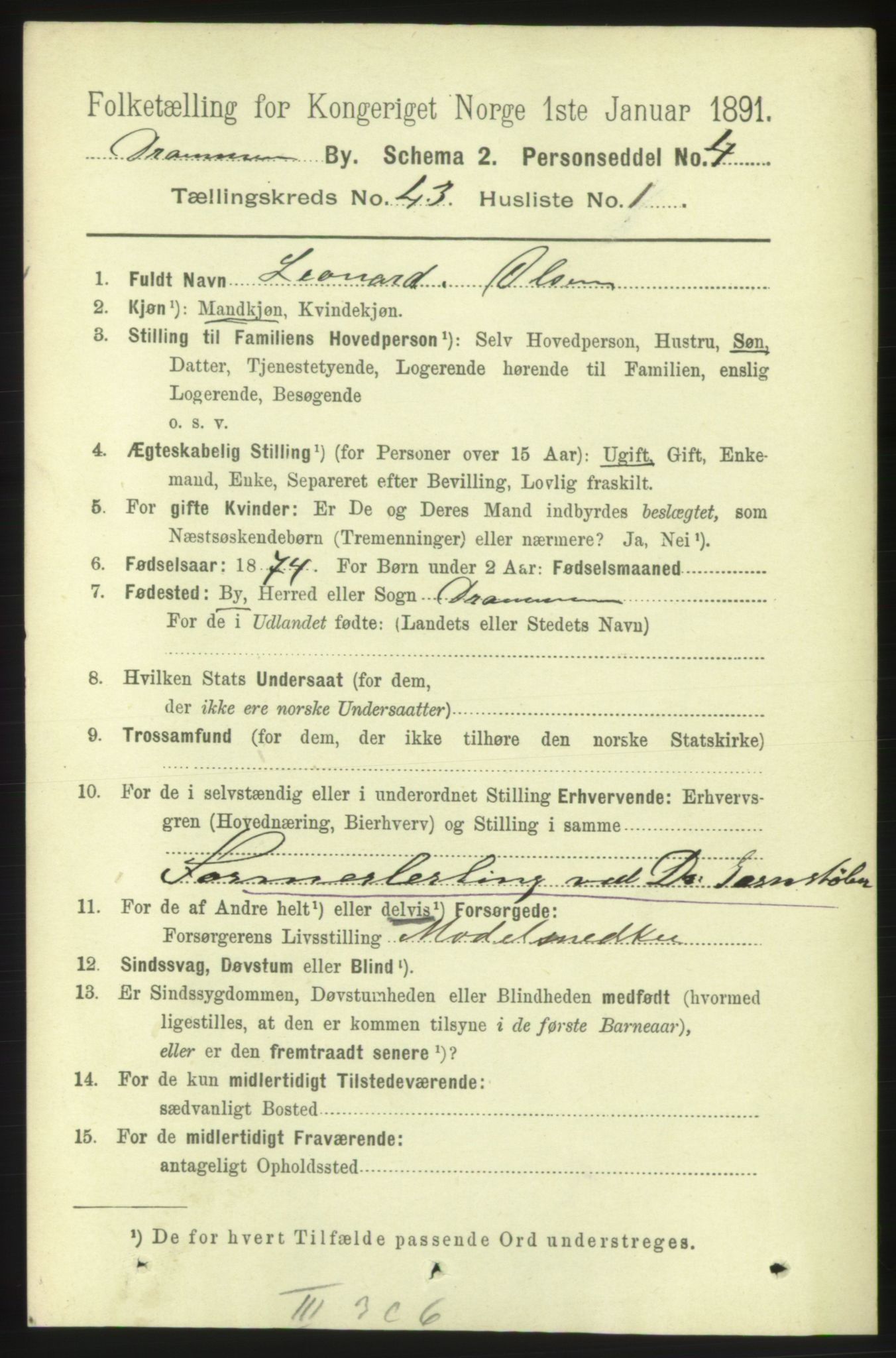 RA, 1891 census for 0602 Drammen, 1891, p. 25042