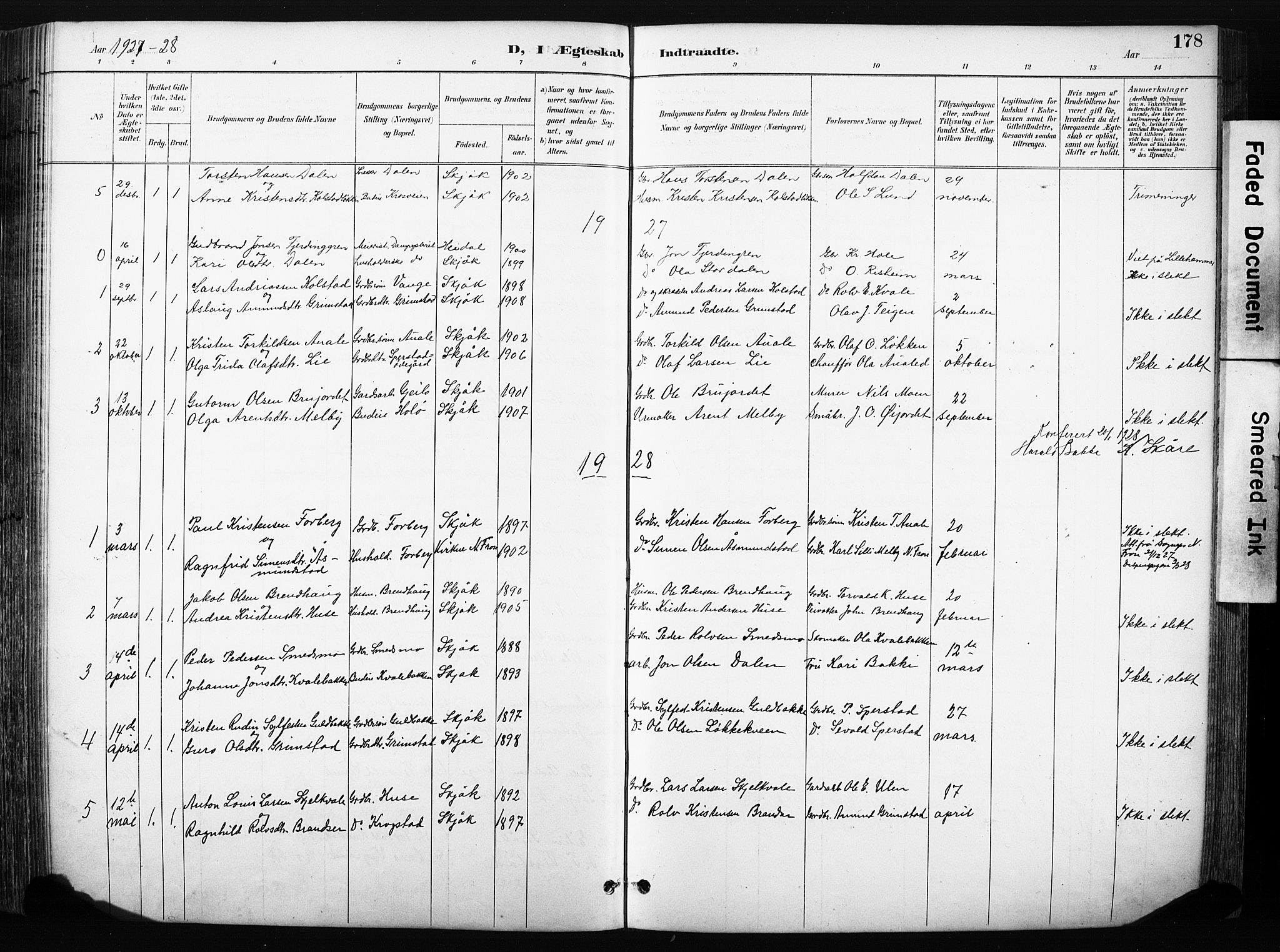 Skjåk prestekontor, SAH/PREST-072/H/Ha/Hab/L0003: Parish register (copy) no. 3, 1893-1932, p. 178