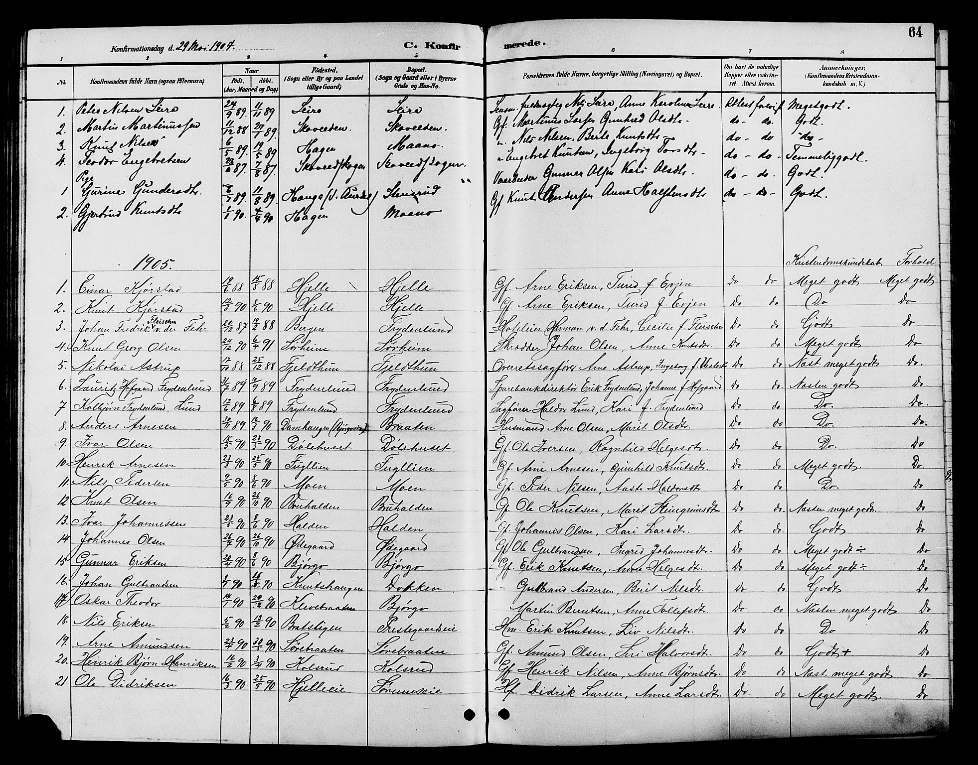Nord-Aurdal prestekontor, SAH/PREST-132/H/Ha/Hab/L0010: Parish register (copy) no. 10, 1892-1907, p. 64