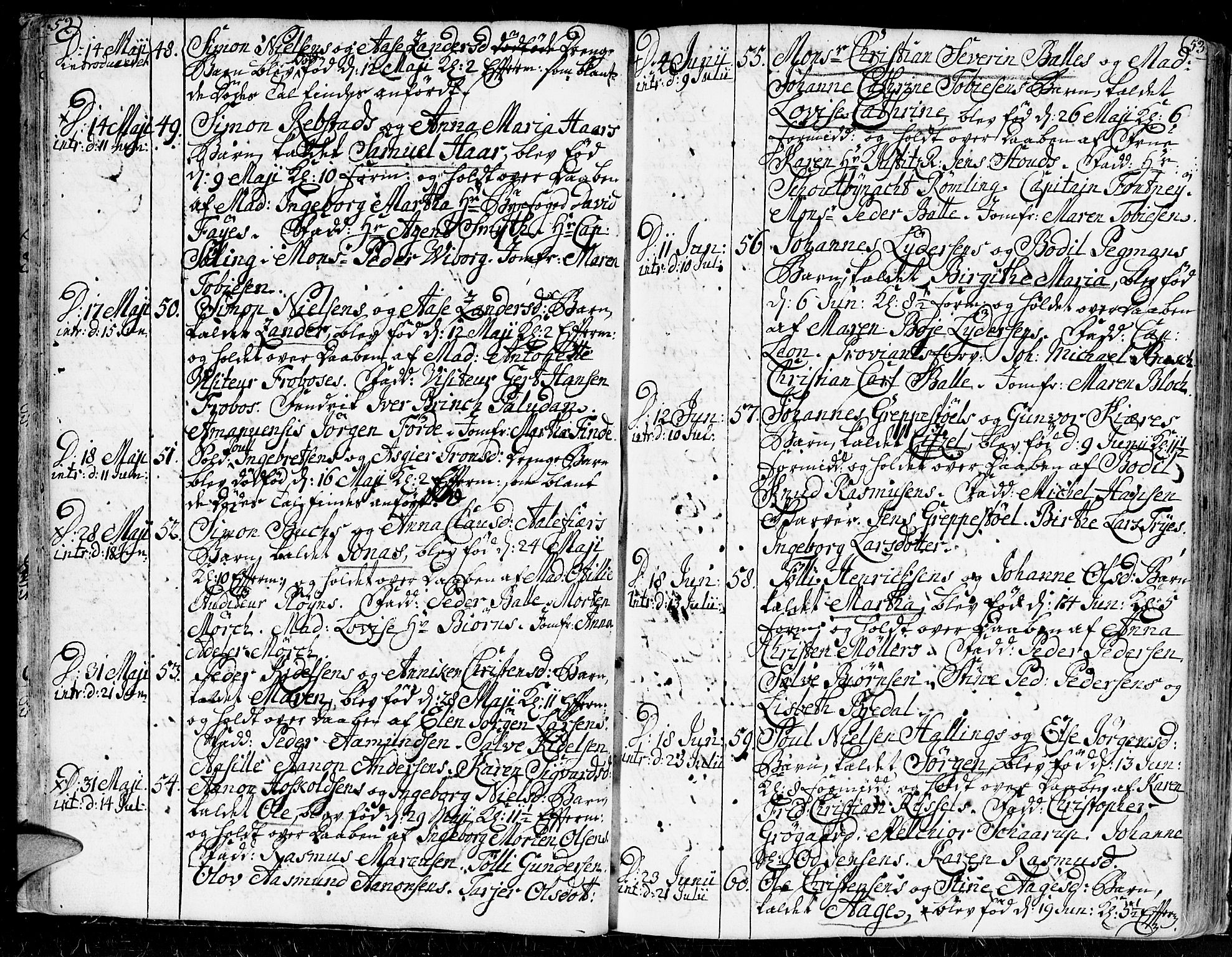 Kristiansand domprosti, AV/SAK-1112-0006/F/Fa/L0002: Parish register (official) no. A 2, 1755-1778, p. 52-53