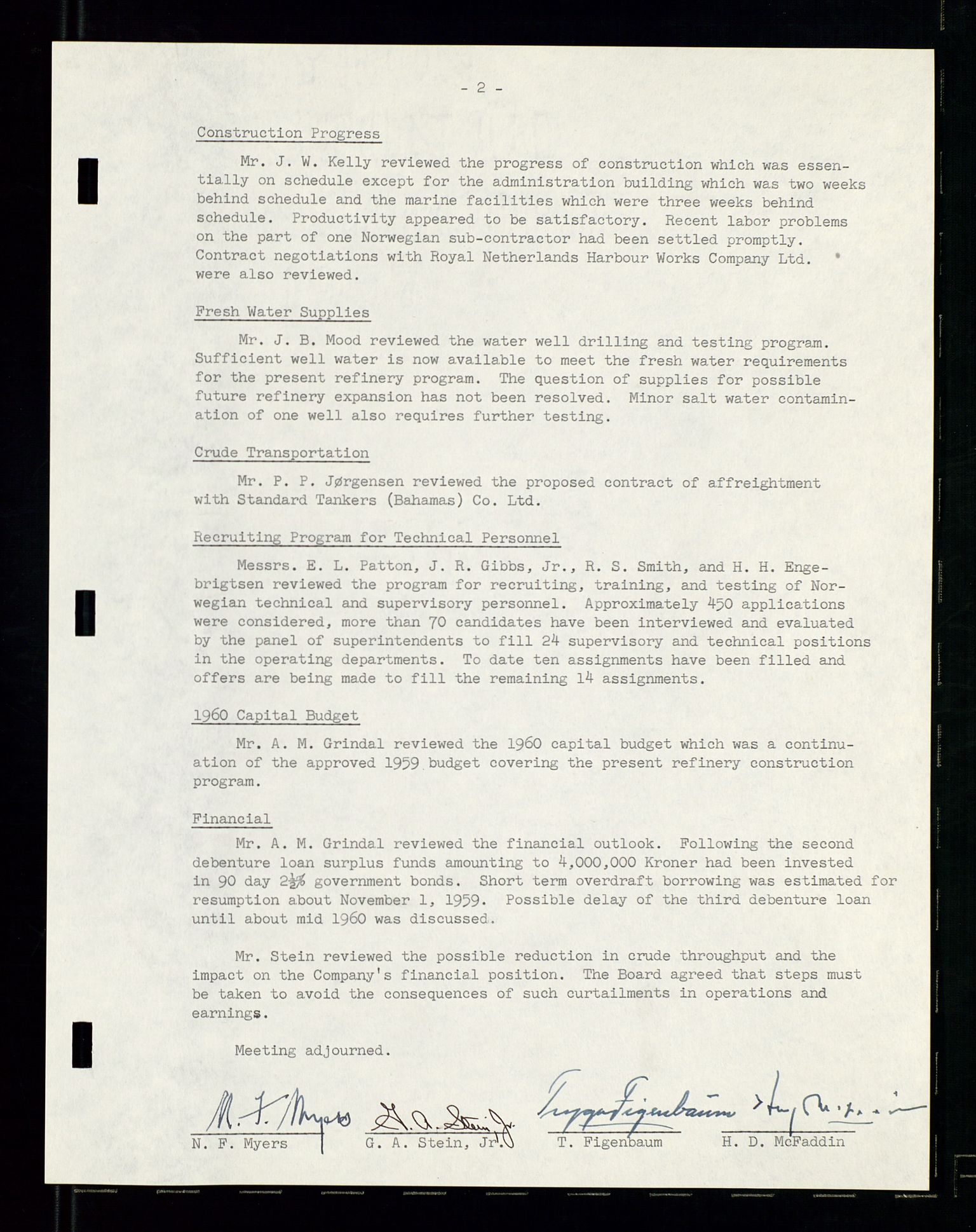 PA 1537 - A/S Essoraffineriet Norge, AV/SAST-A-101957/A/Aa/L0001/0002: Styremøter / Shareholder meetings, board meetings, by laws (vedtekter), 1957-1960, p. 144