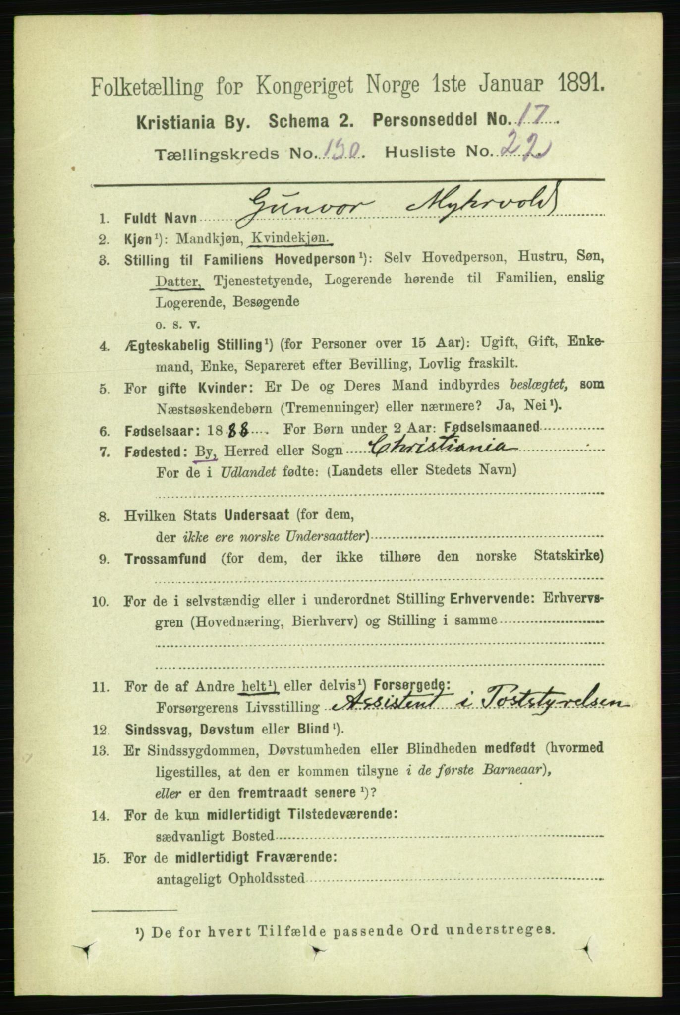 RA, 1891 census for 0301 Kristiania, 1891, p. 70547