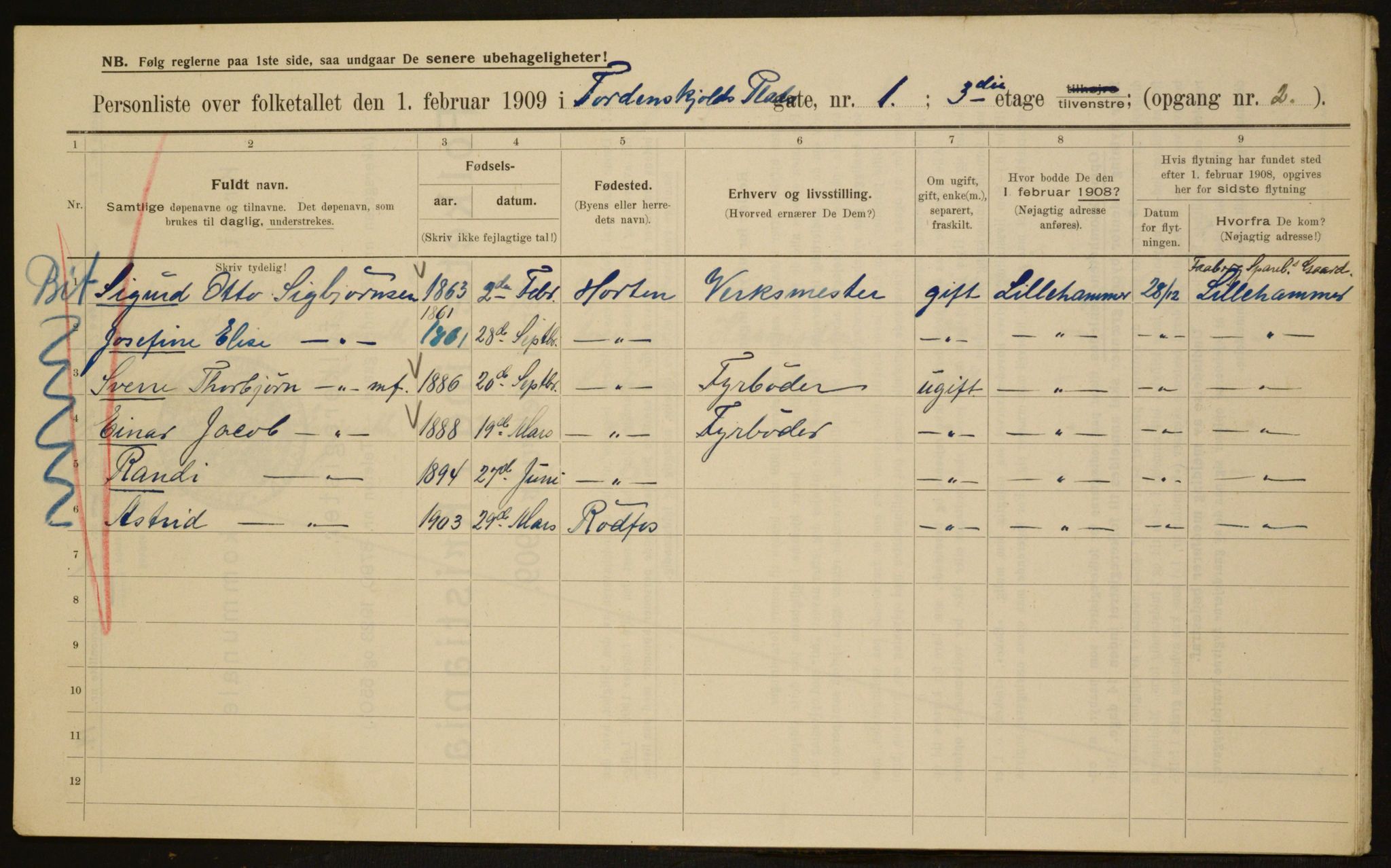 OBA, Municipal Census 1909 for Kristiania, 1909, p. 103231